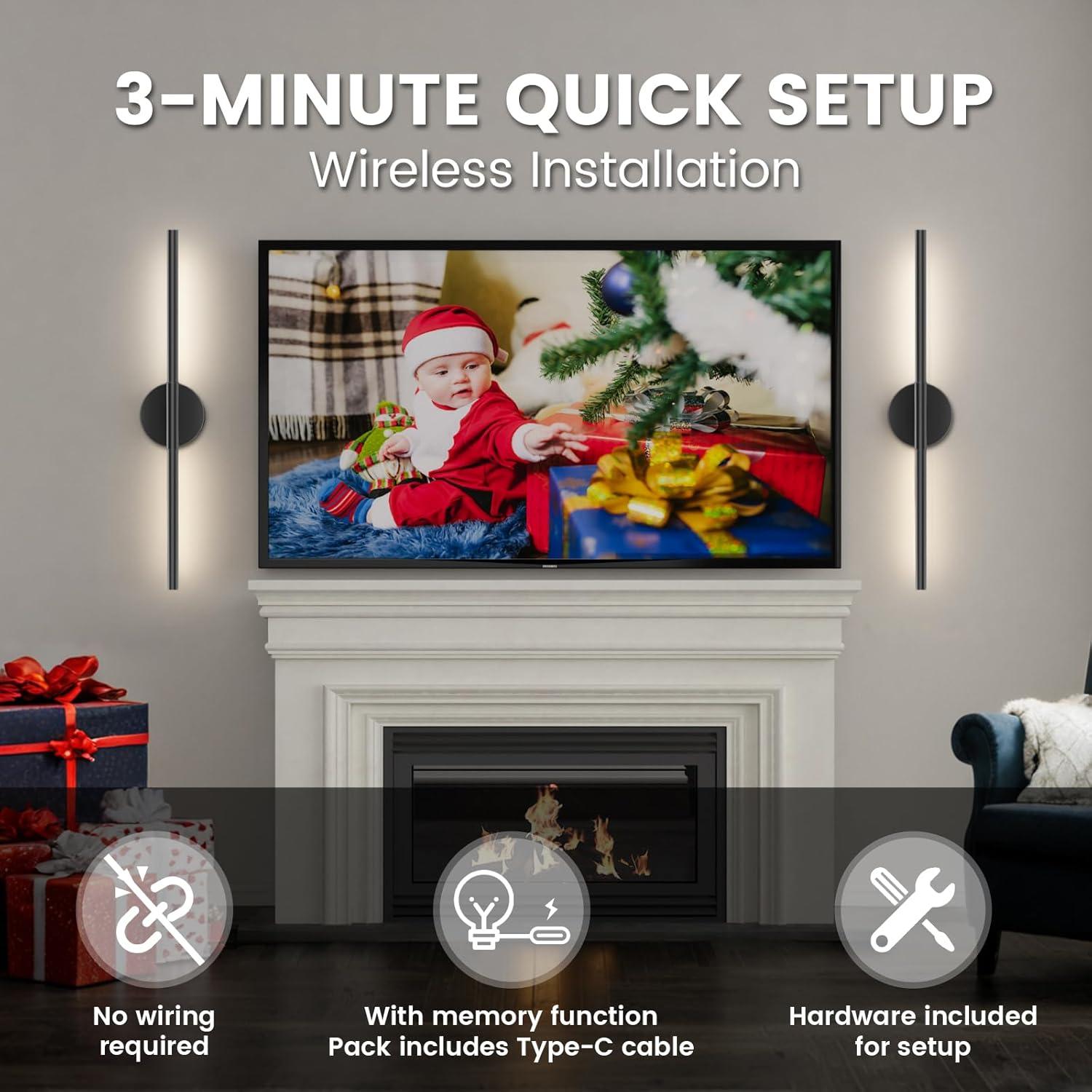 Juego de 2 Apliques de Pared Inalámbricos JOFIOS 70 cm