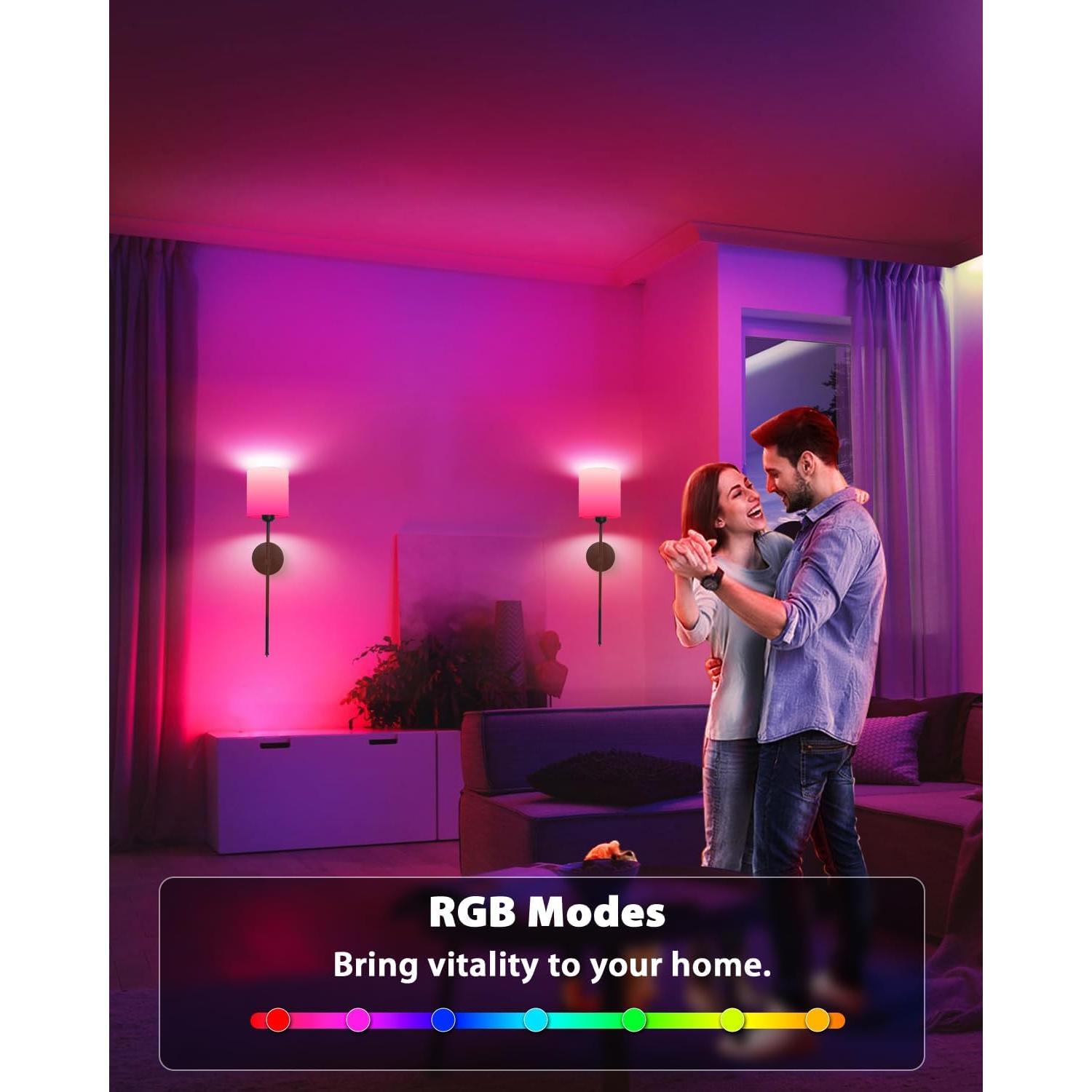 Juego de Apliques de Pared Adetu, 2 Unidades, Recargables, RGB