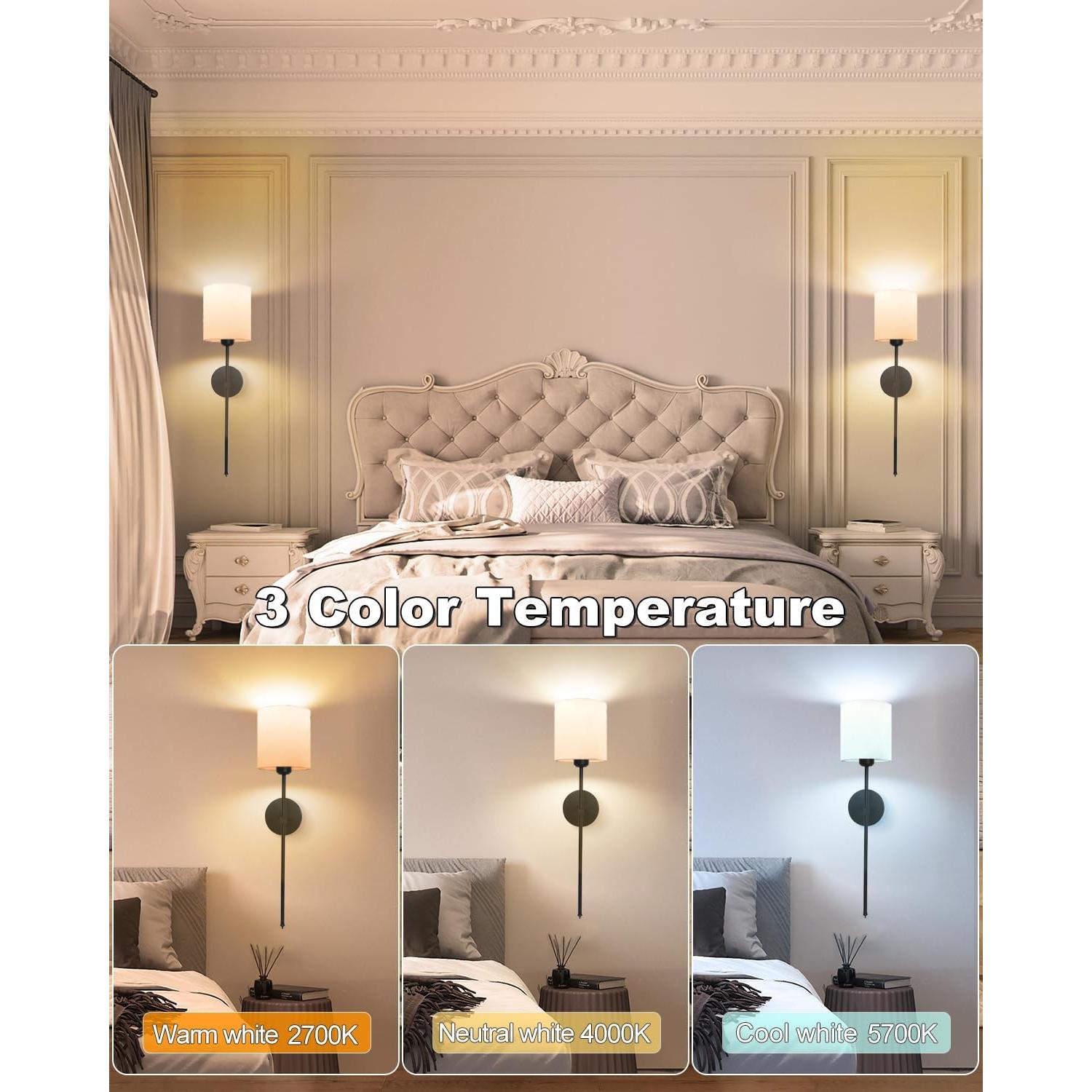 Juego de Apliques de Pared Adetu, 2 Unidades, Recargables, RGB