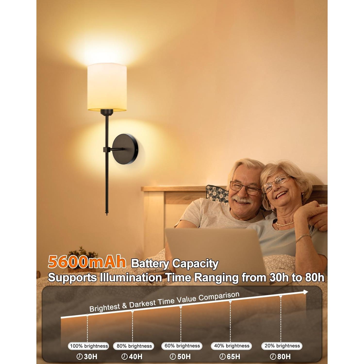 Juego de Apliques de Pared Adetu, 2 Unidades, Recargables, RGB