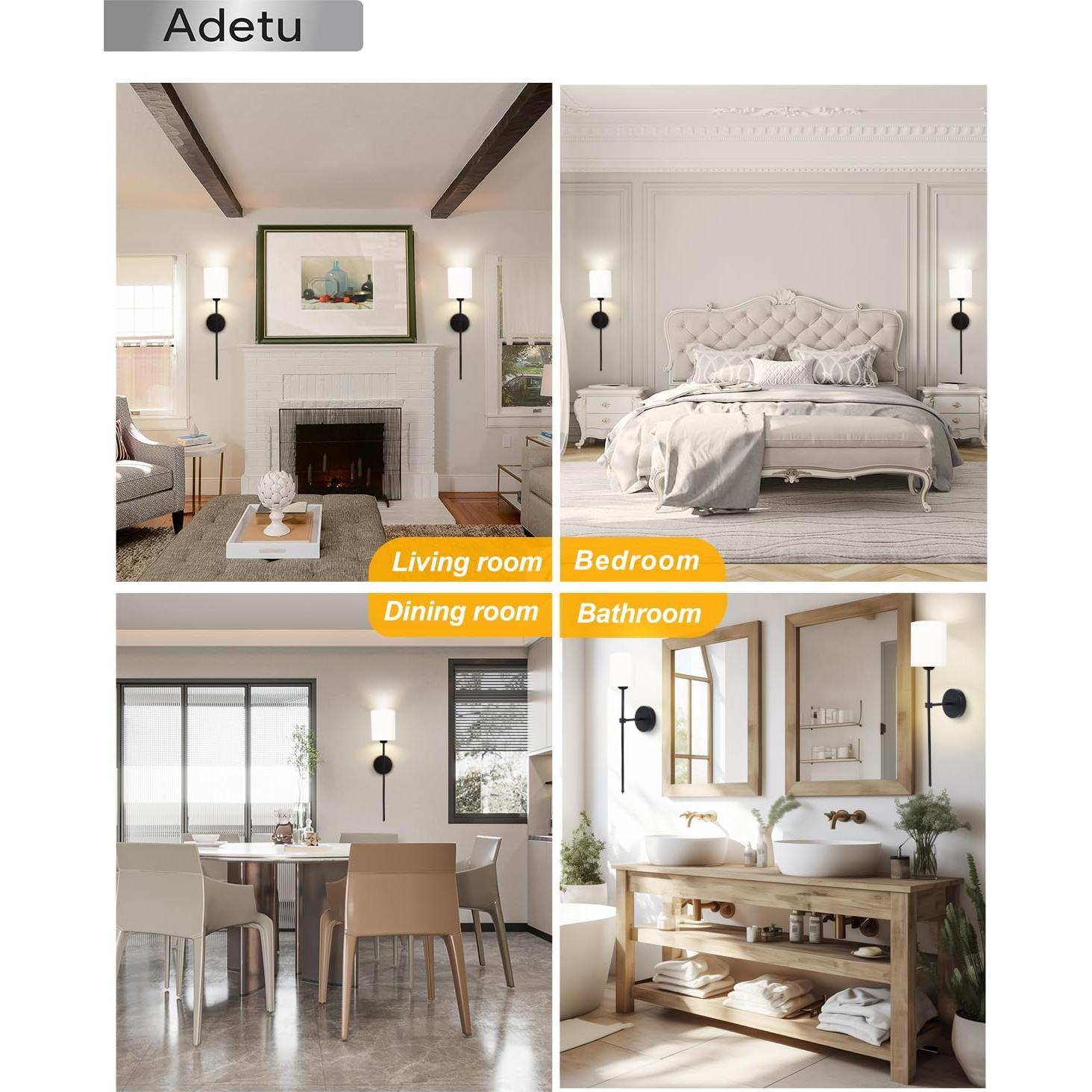 Juego de Apliques de Pared Adetu, 2 Unidades, Recargables, RGB