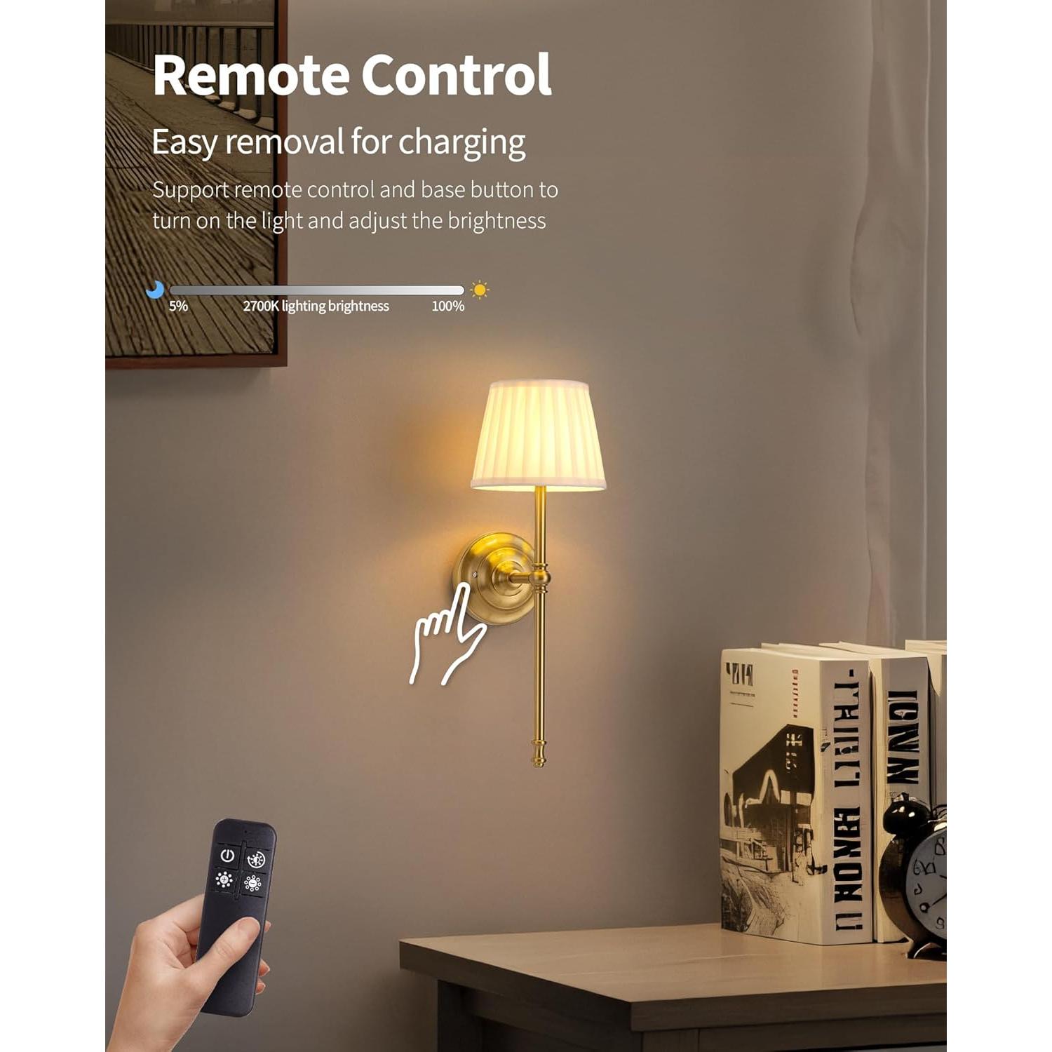 Aplique de Pared Inalámbrico KDG LED 5200mAh 2 Piezas Dorado