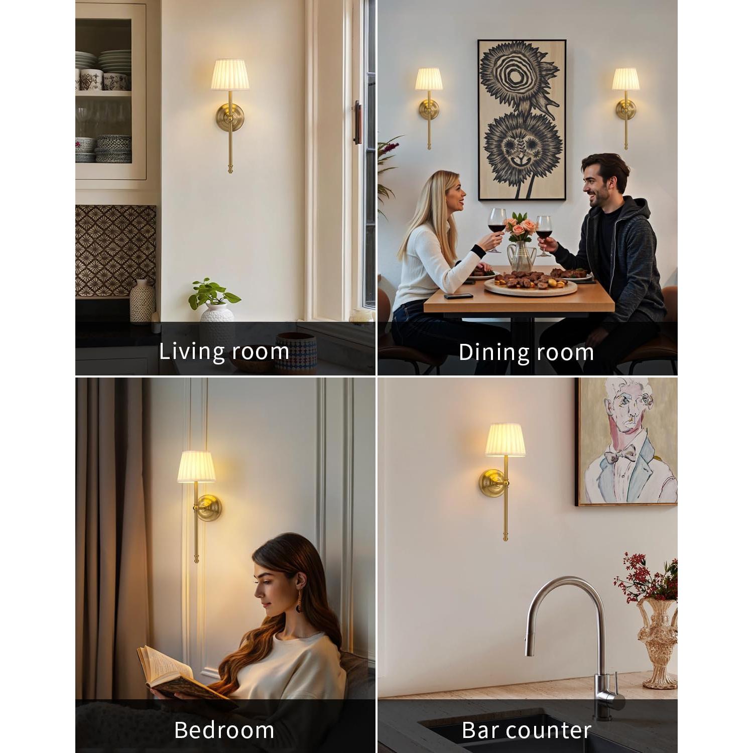 Aplique de Pared Inalámbrico KDG LED 5200mAh 2 Piezas Dorado