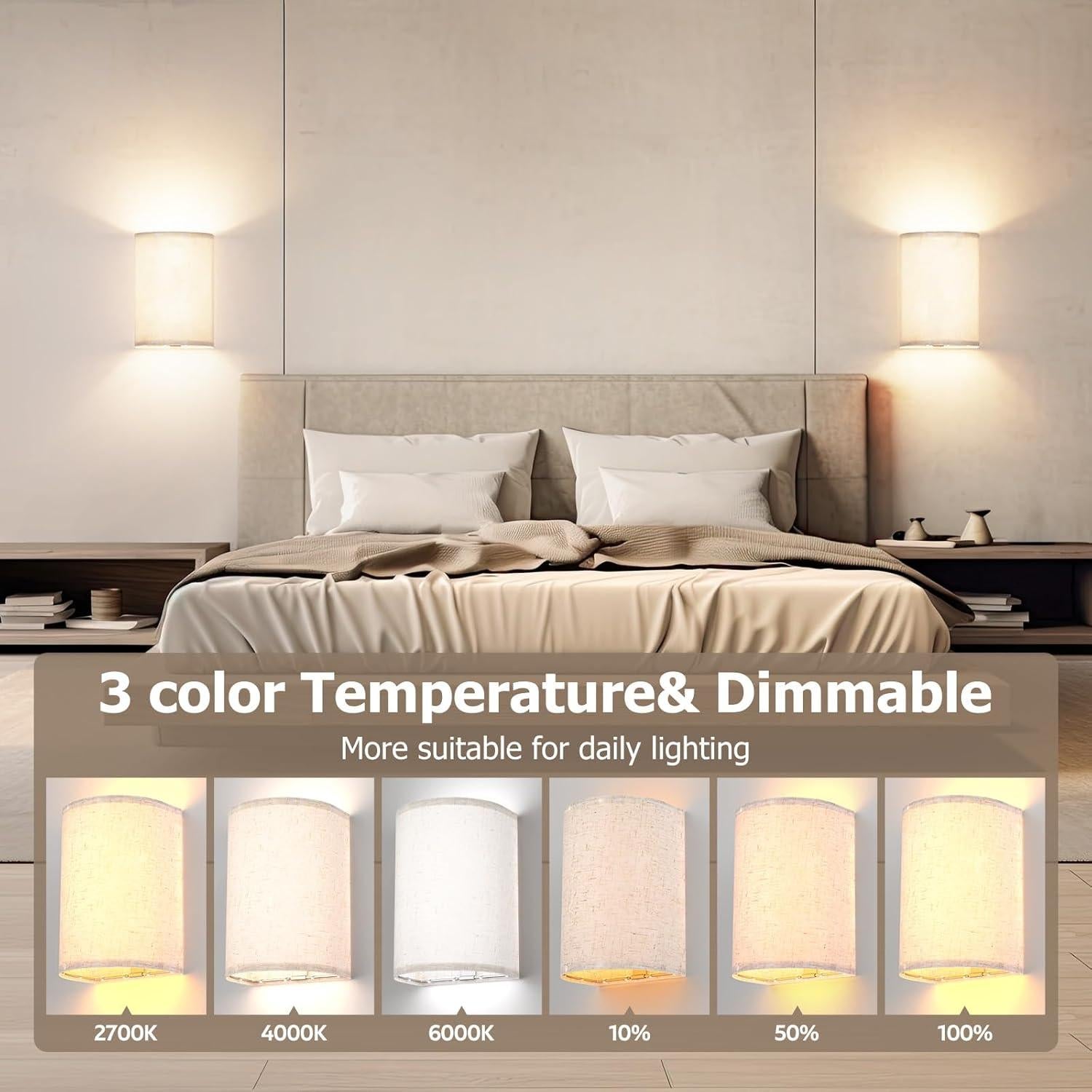 Juego de Apliques de Pared PRTILOUD Recargables Set de 2