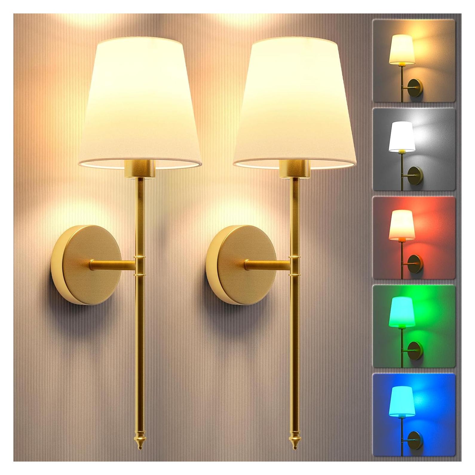 Apliques de Pared Inalámbricos JOFIOS Dorados 61cm Juego de 2