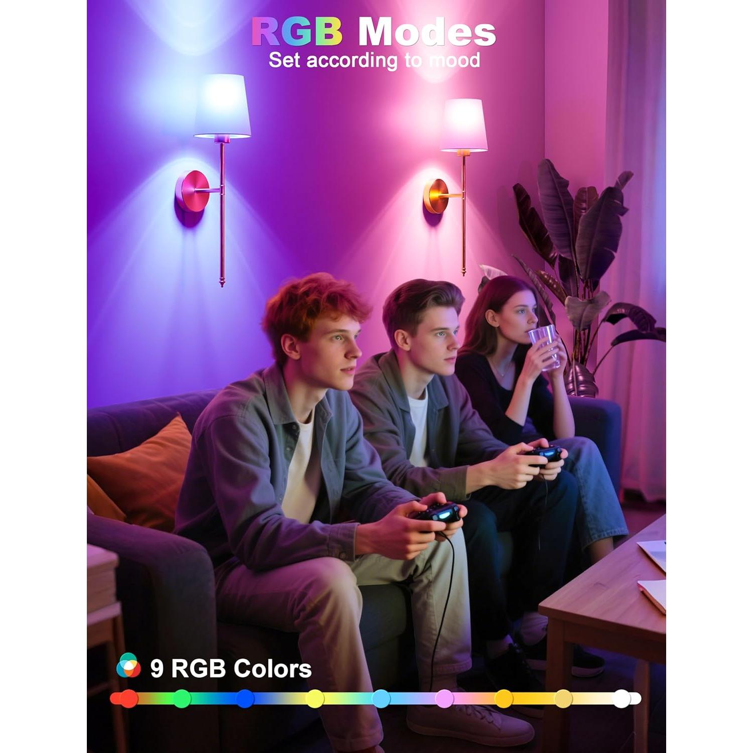 Apliques de Pared Inalámbricos JOFIOS Dorados 61cm Juego de 2