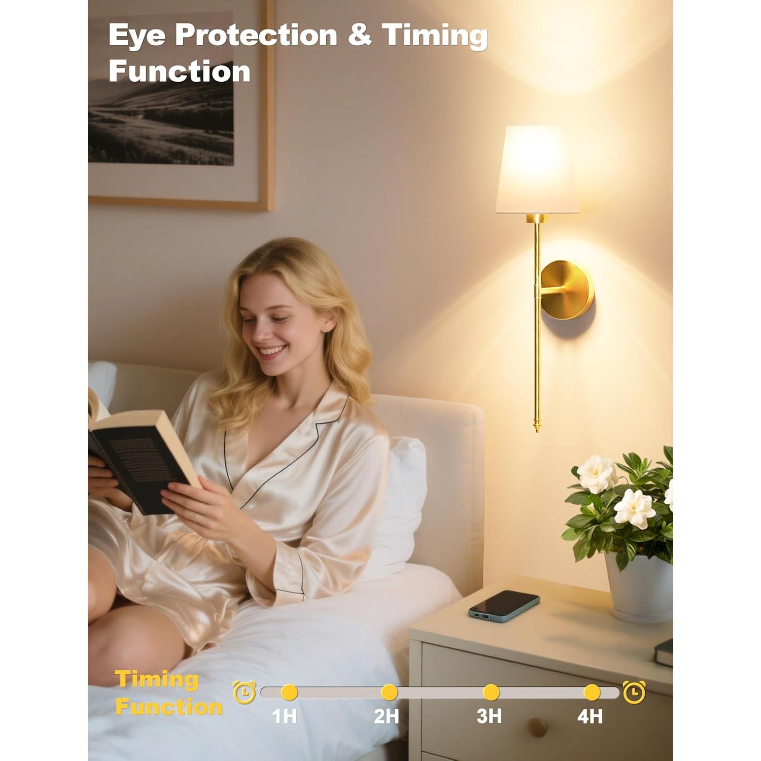 Apliques de Pared Inalámbricos JOFIOS Dorados 61cm Juego de 2