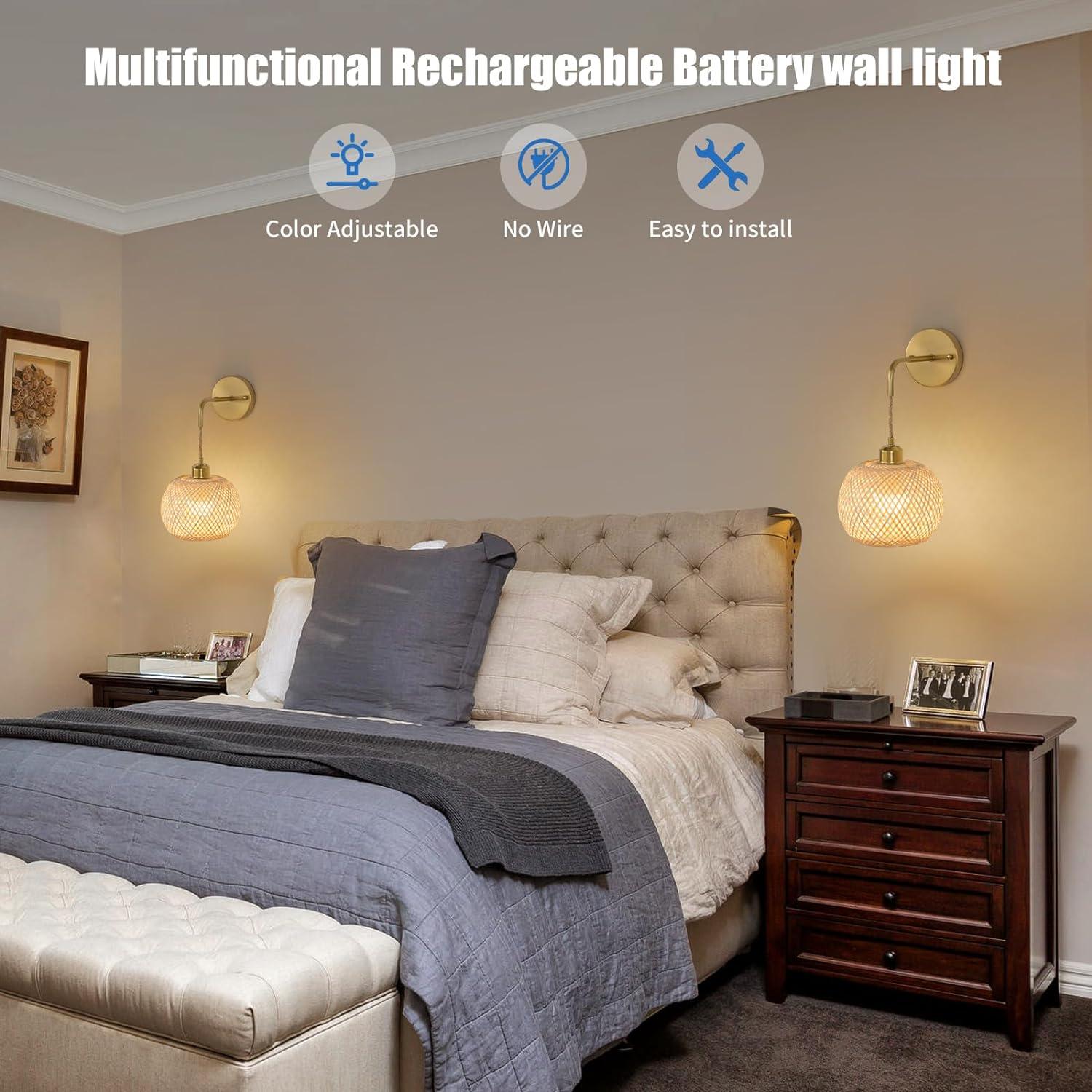 Apliques de Pared Inalámbricos Vitnucrol Dorados Set de 2