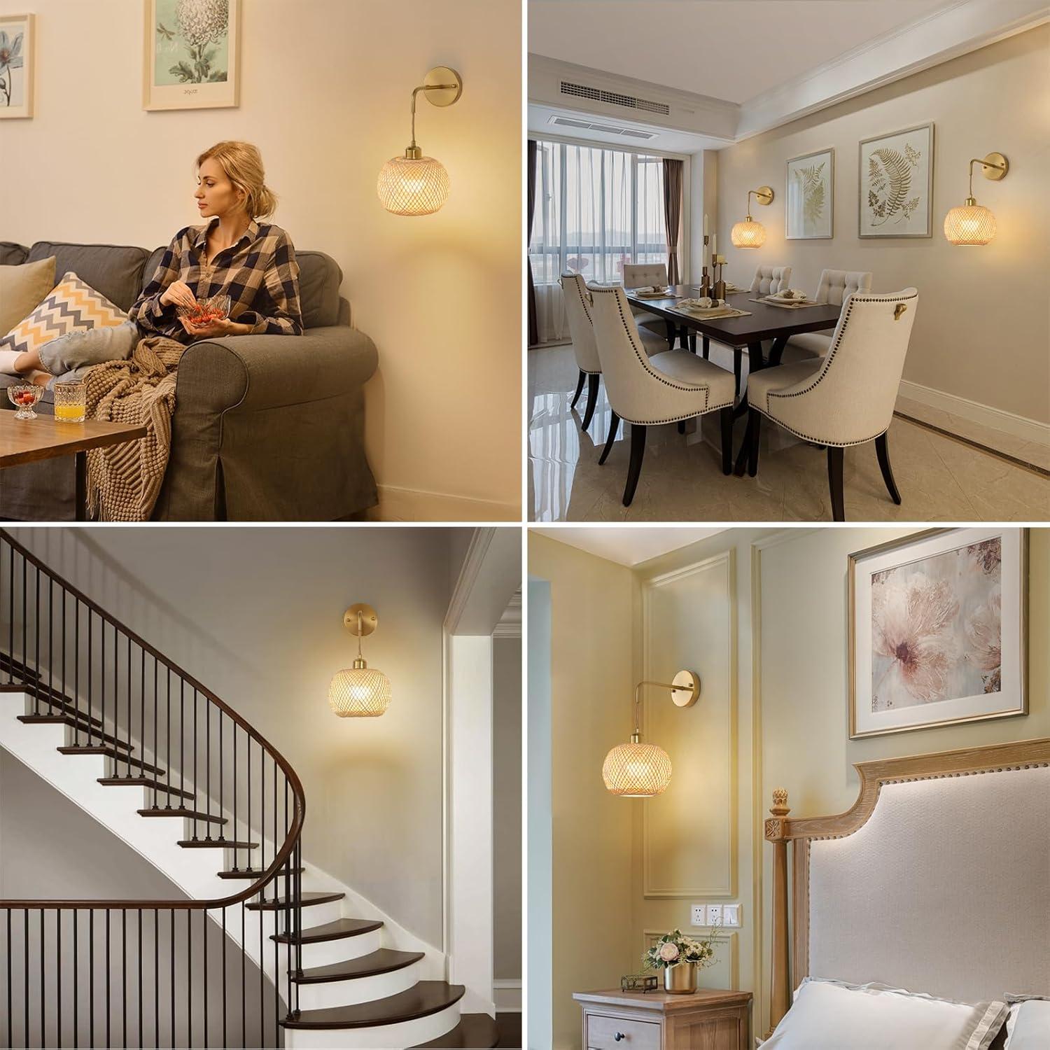 Apliques de Pared Inalámbricos Vitnucrol Dorados Set de 2