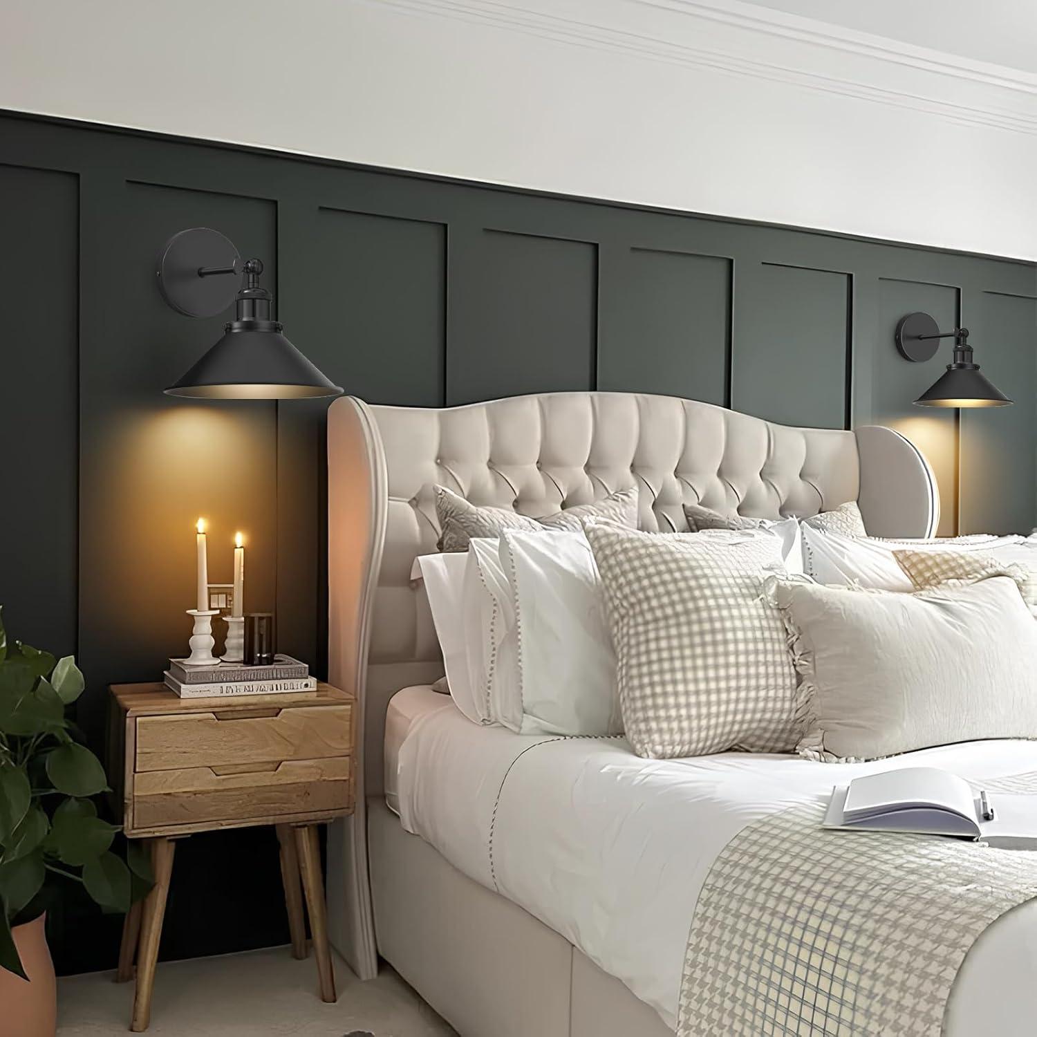 Juego de 2 Apliques de Pared Inalámbricos LED ZornLots Negro