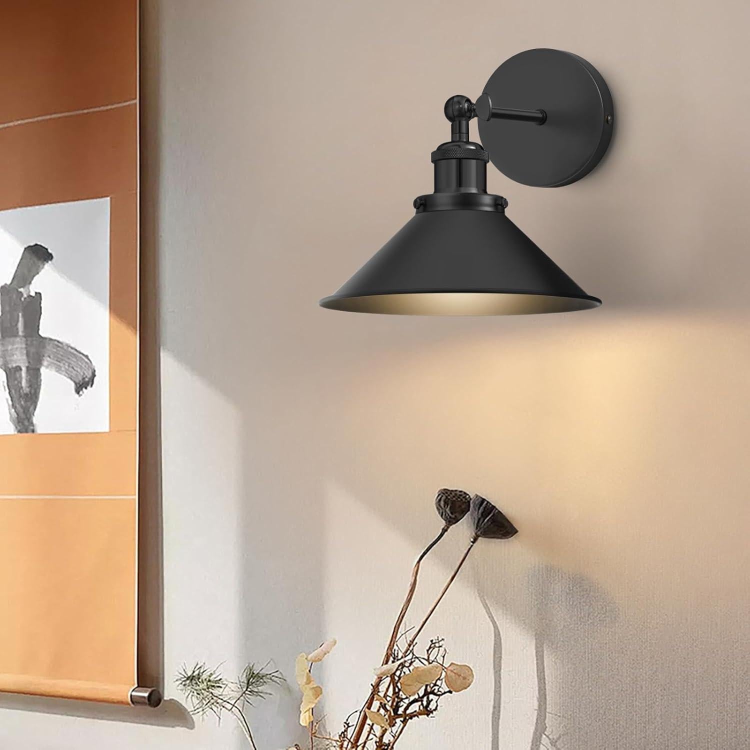 Juego de 2 Apliques de Pared Inalámbricos LED ZornLots Negro