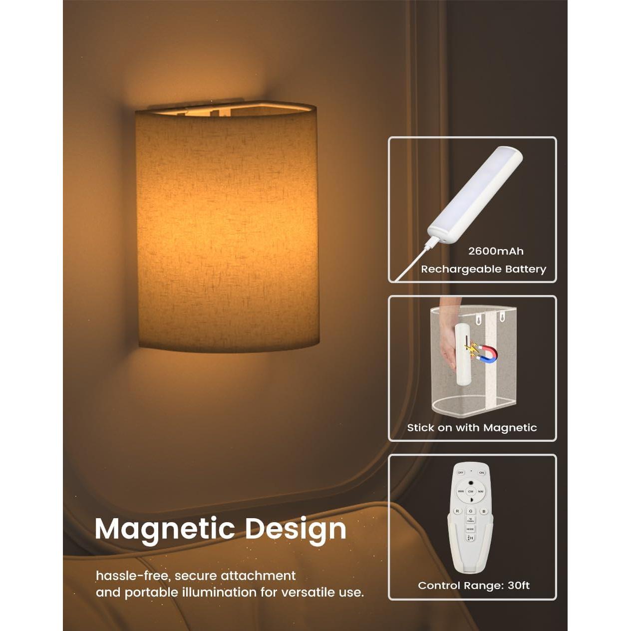 Juego de 2 Apliques de Pared Inalámbricos Jantolumi LED 2500K