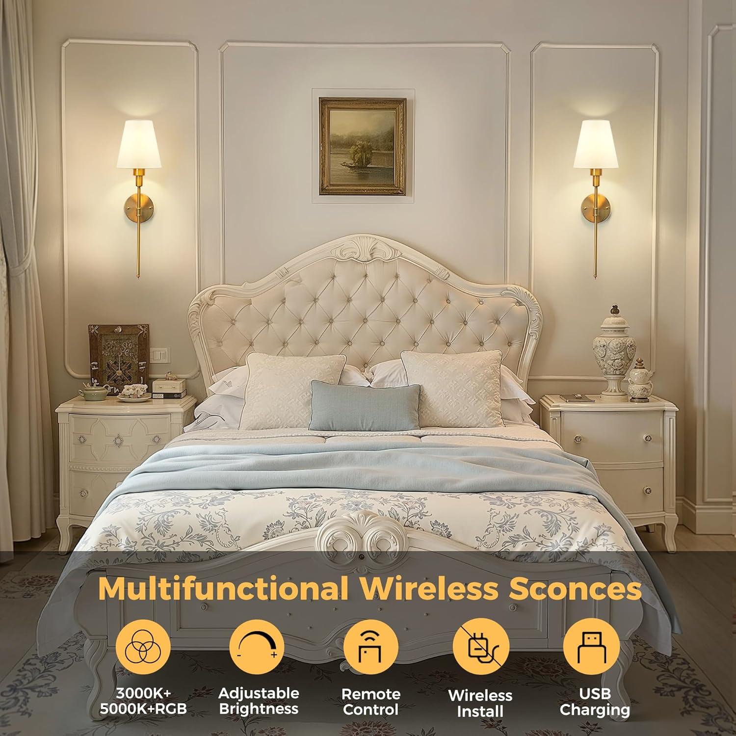 Apliques de Pared Inalámbricos DORESshop Juego de 2 Dorado