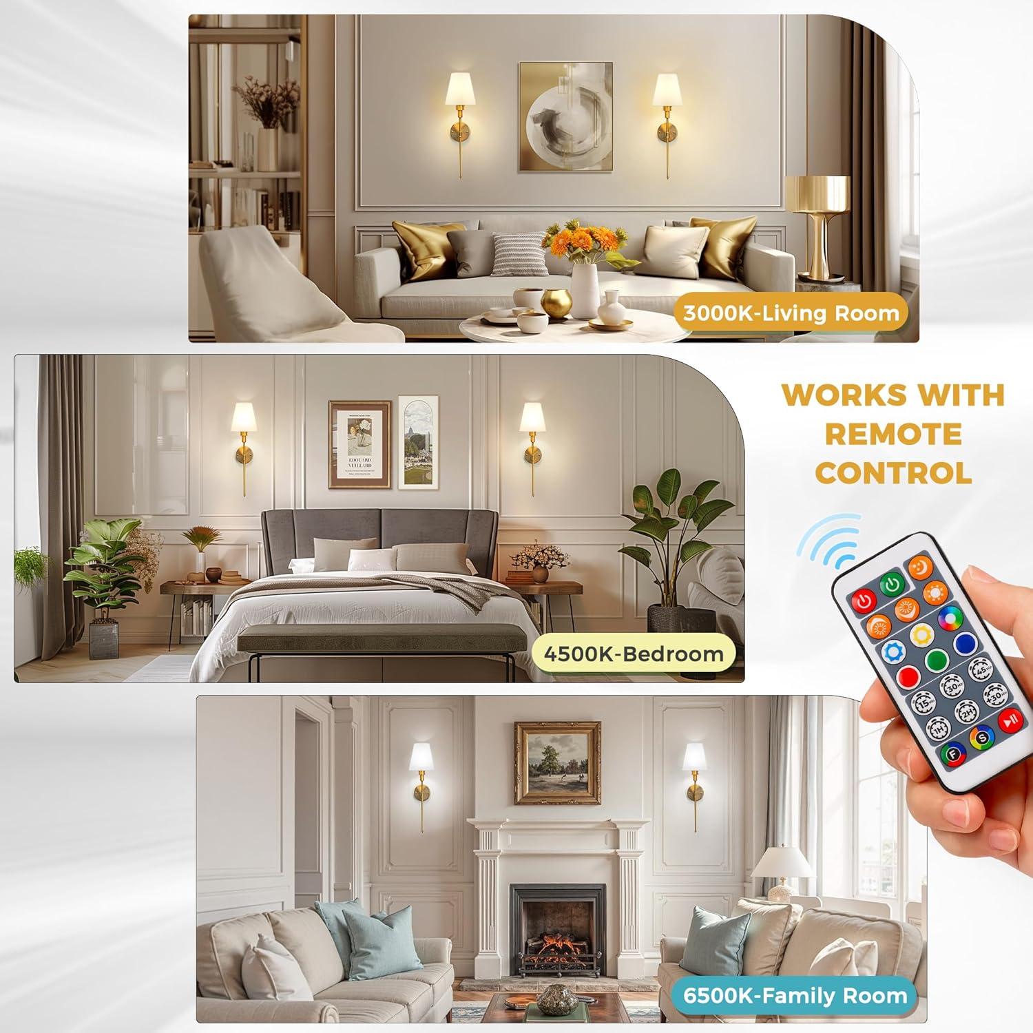 Apliques de Pared Inalámbricos DORESshop Juego de 2 Dorado