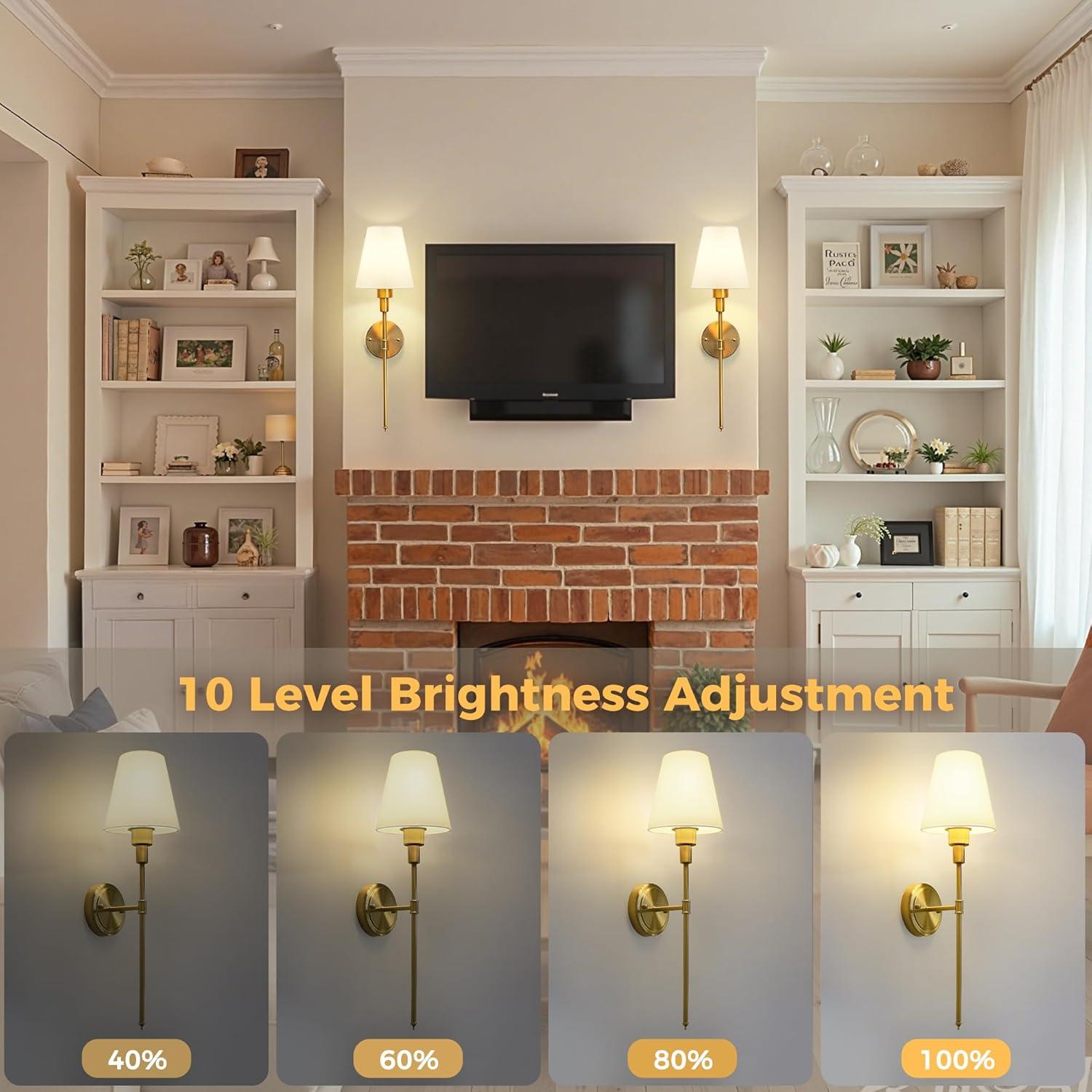 Apliques de Pared Inalámbricos DORESshop Juego de 2 Dorado