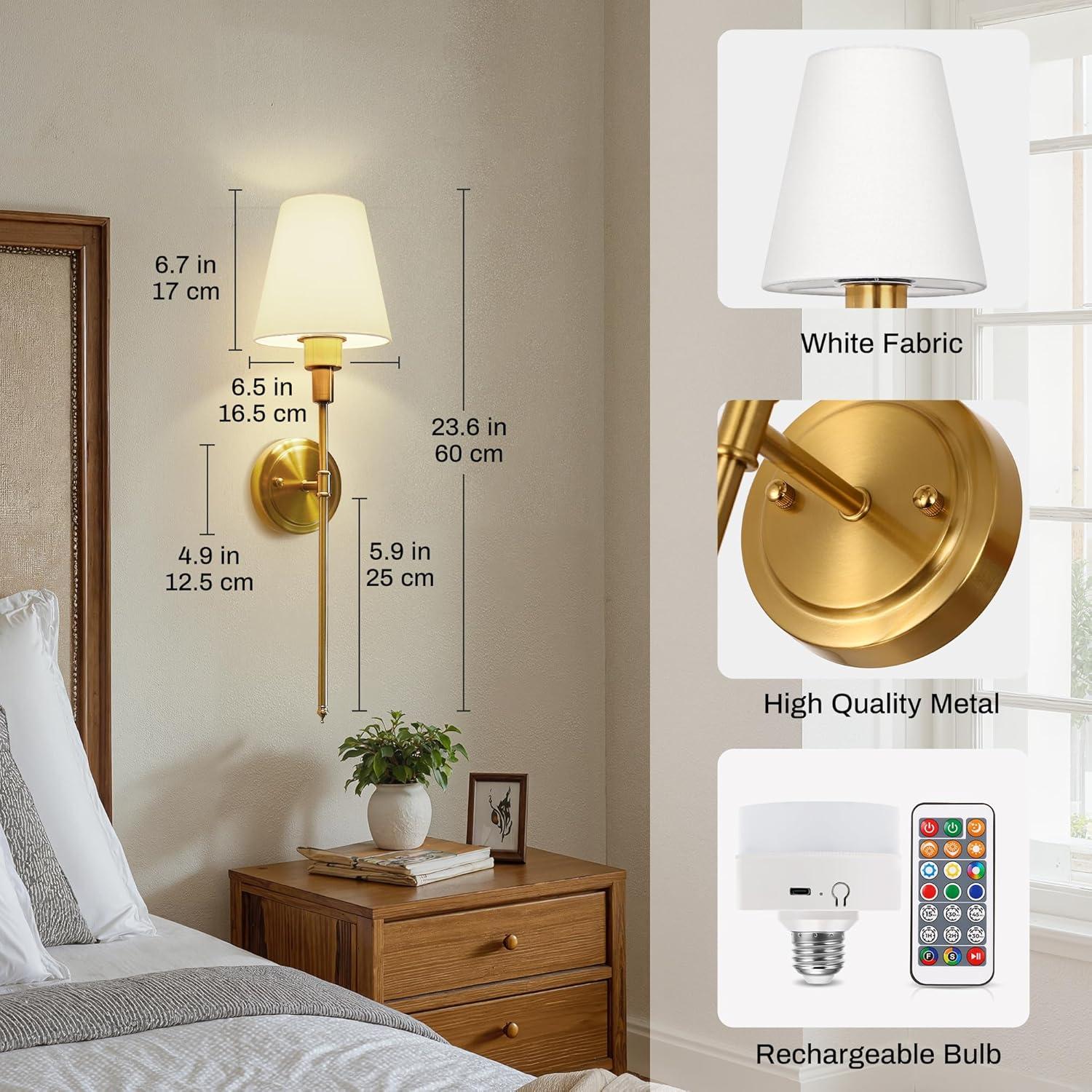 Apliques de Pared Inalámbricos DORESshop Juego de 2 Dorado