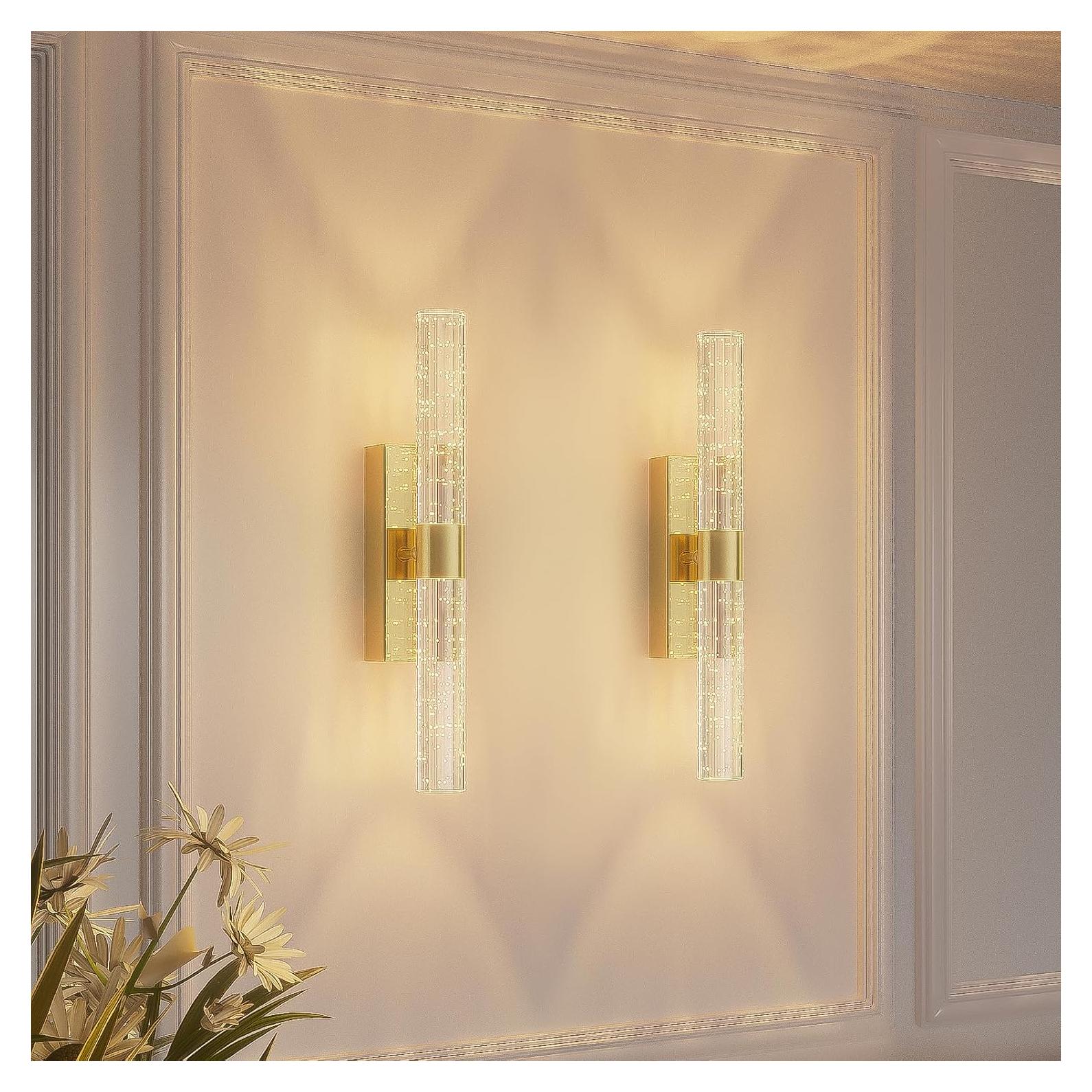 Aplique de Pared LED Dorado CAMUUCCI 38.86cm Recargable 2 Paquete