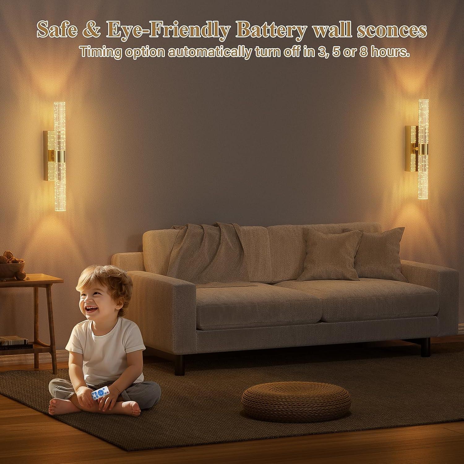 Aplique de Pared LED Dorado CAMUUCCI 38.86cm Recargable 2 Paquete