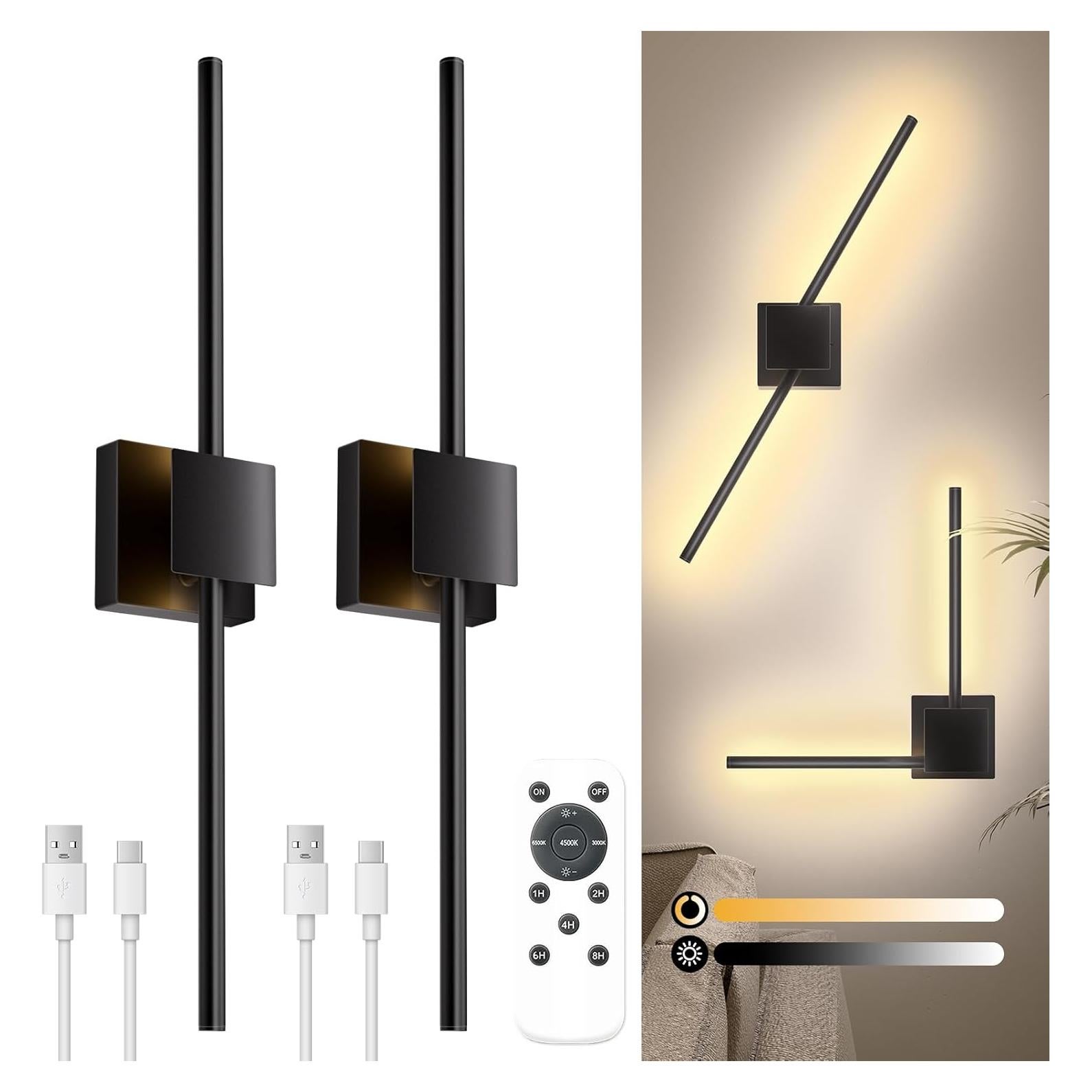 Aplique de Pared a Batería Torchlet WL001 con Control Remoto, Set de 2