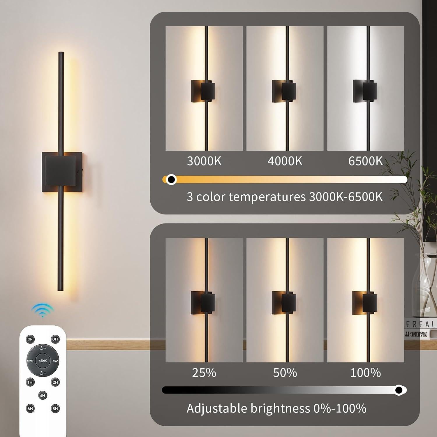Aplique de Pared a Batería Torchlet WL001 con Control Remoto, Set de 2