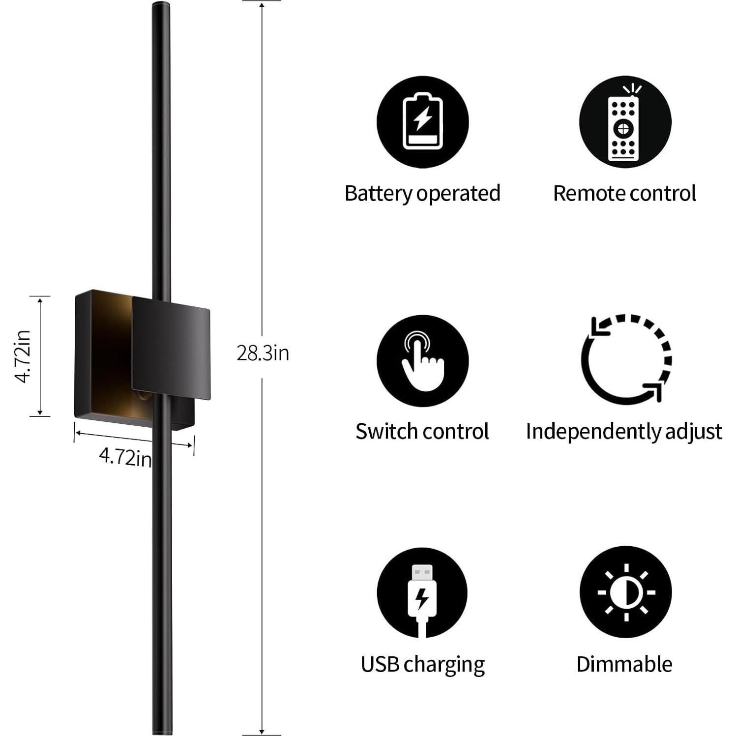 Aplique de Pared a Batería Torchlet WL001 con Control Remoto, Set de 2