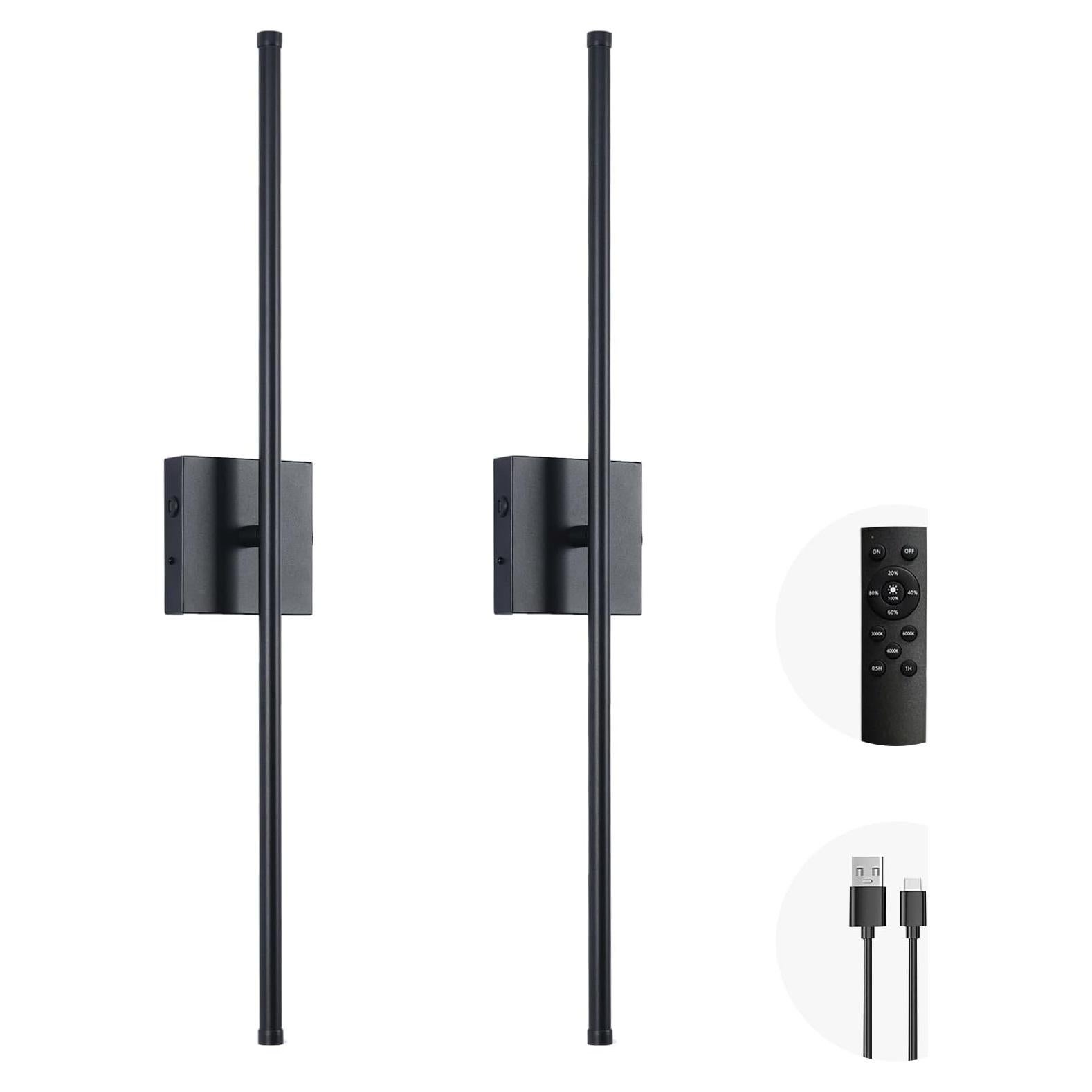 Aplique de pared LED Morpholife negro 28.3" recargable USB