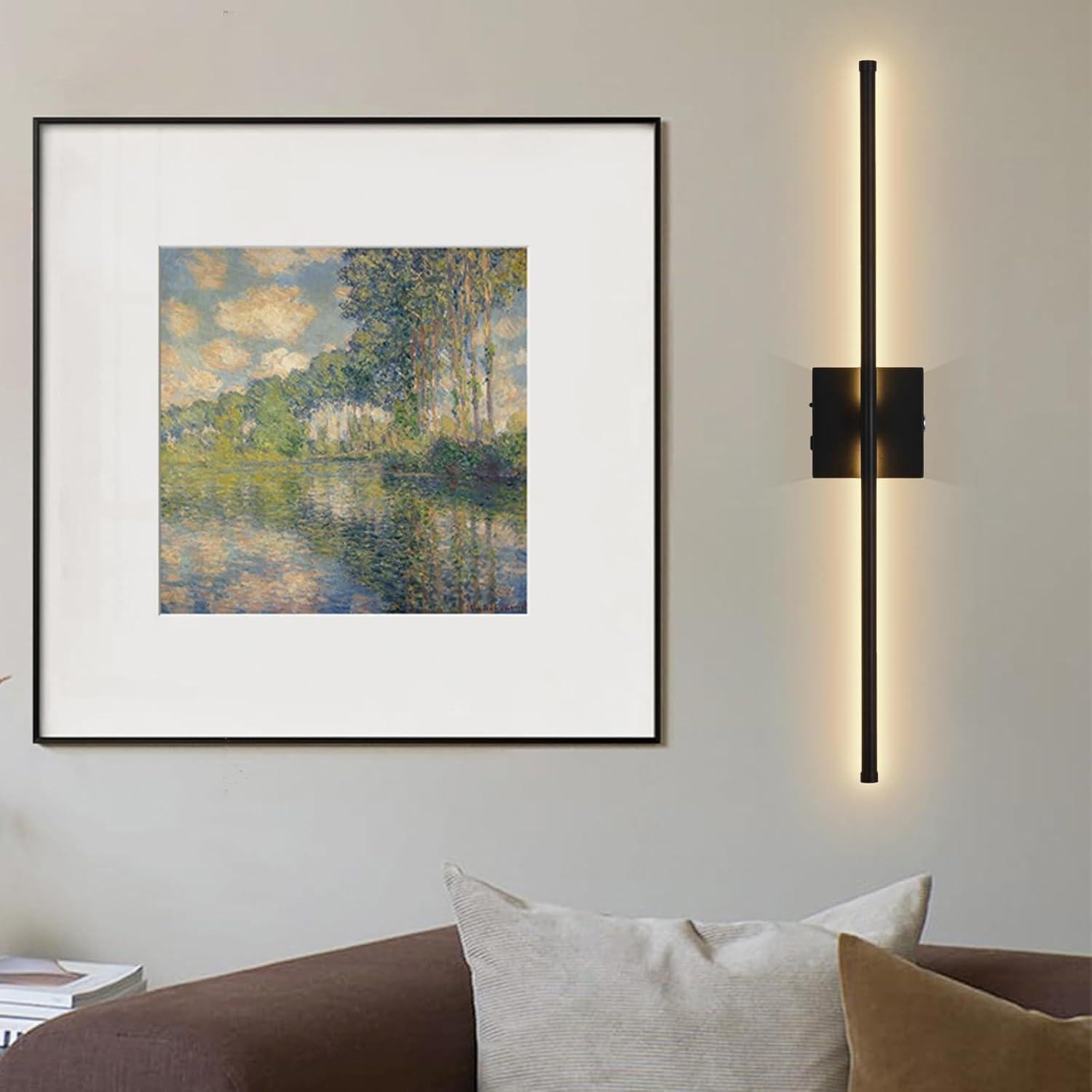 Aplique de pared LED Morpholife negro 28.3" recargable USB