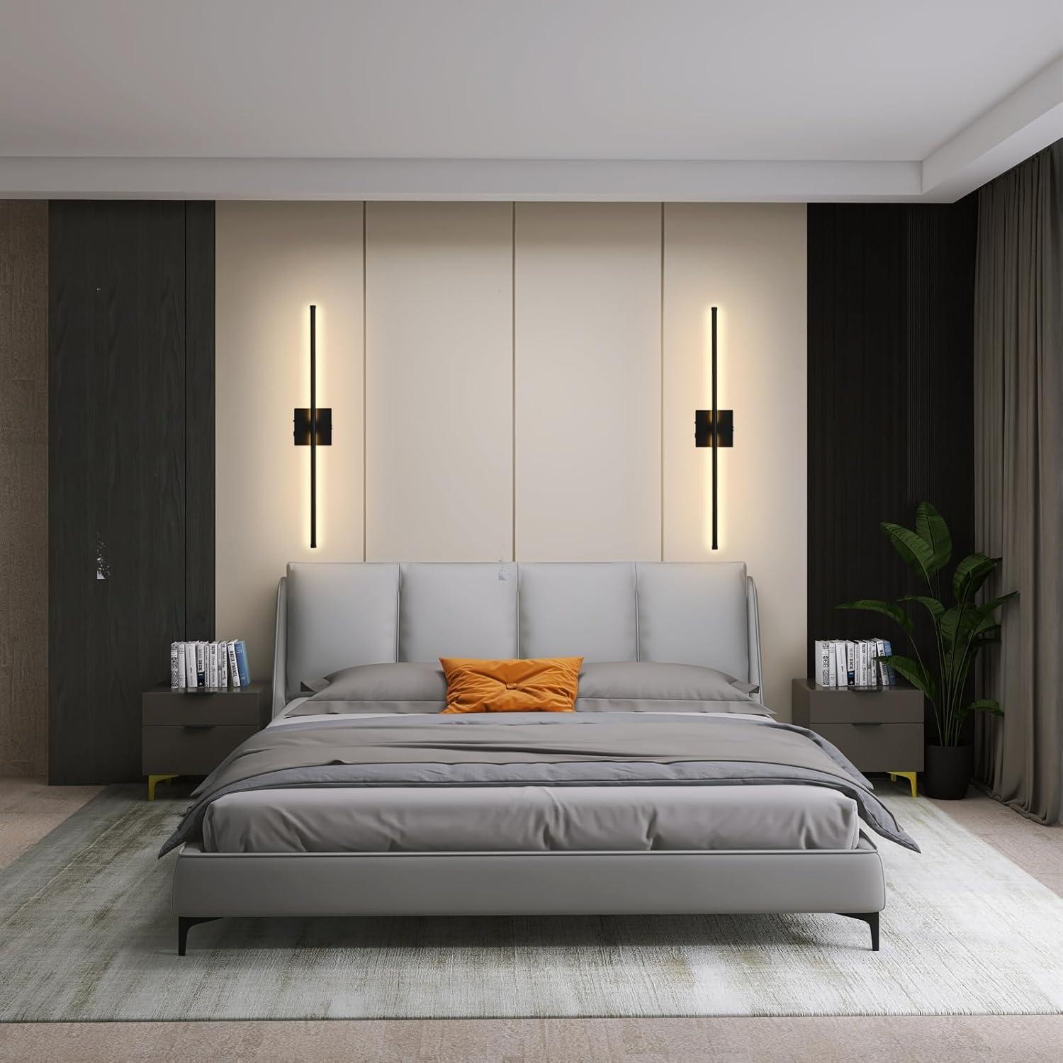 Aplique de pared LED Morpholife negro 28.3" recargable USB