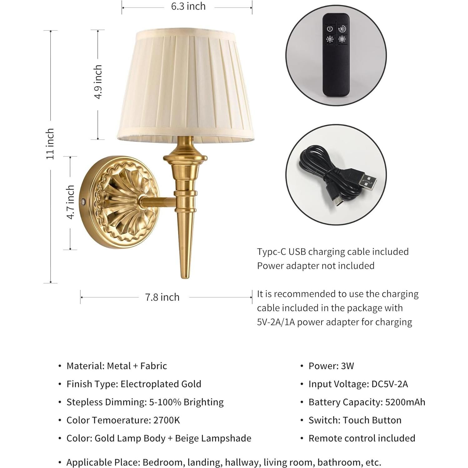 Apliques de Pared Inalámbricos KDG LED 5200mAh Set de 2