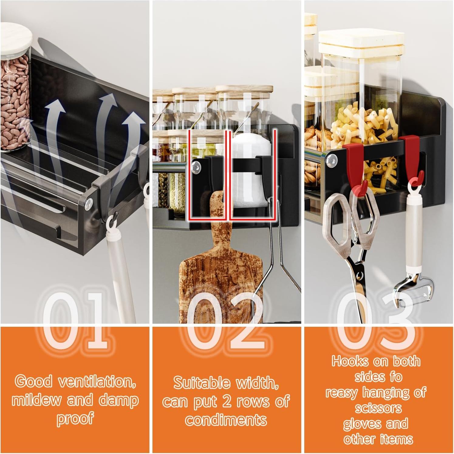 Organizador de Estante de Especias Magnético AdoMiro 5 Piezas Negro