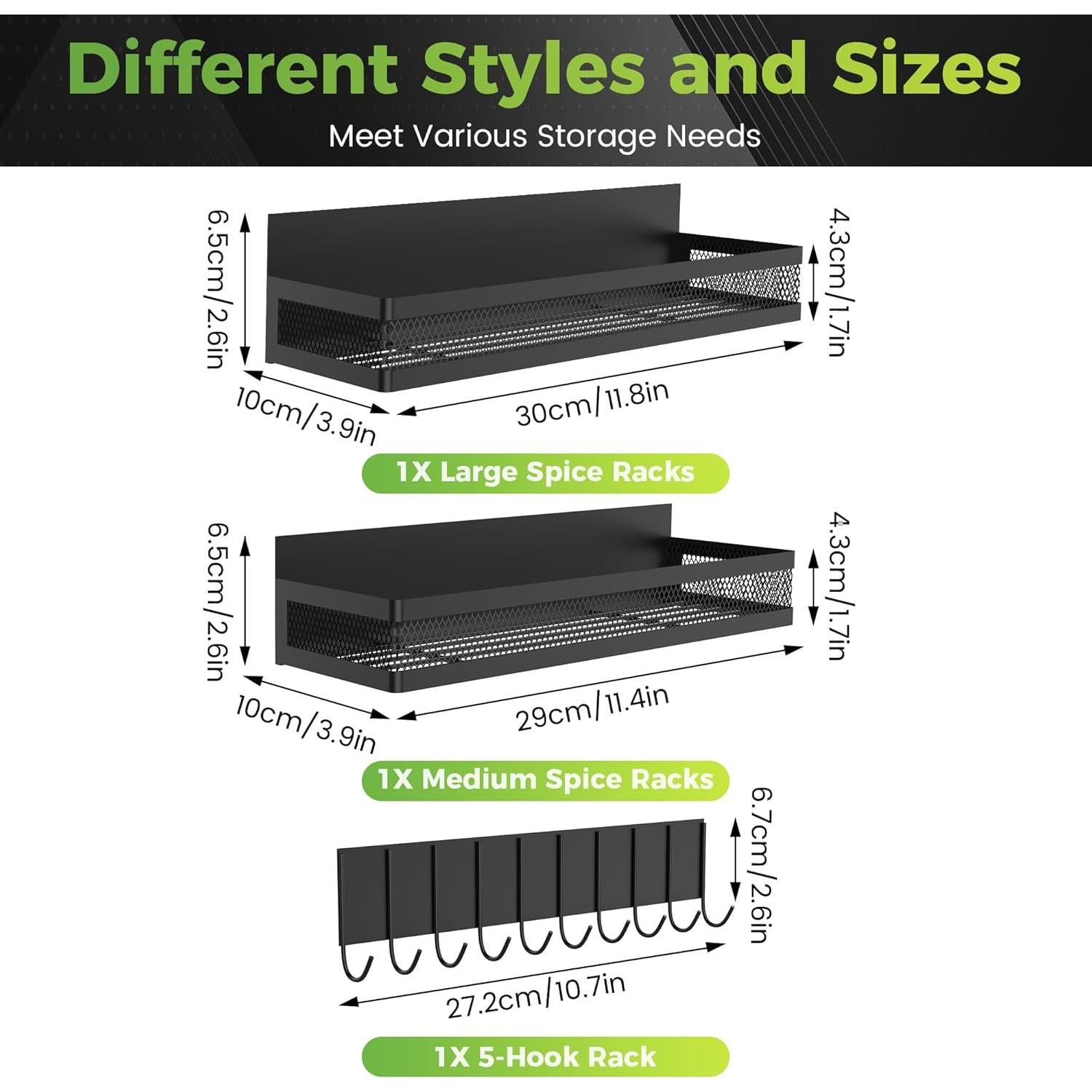 Estantes Magnéticos Fuertes Maluoliao para Especias - Paquete de 3