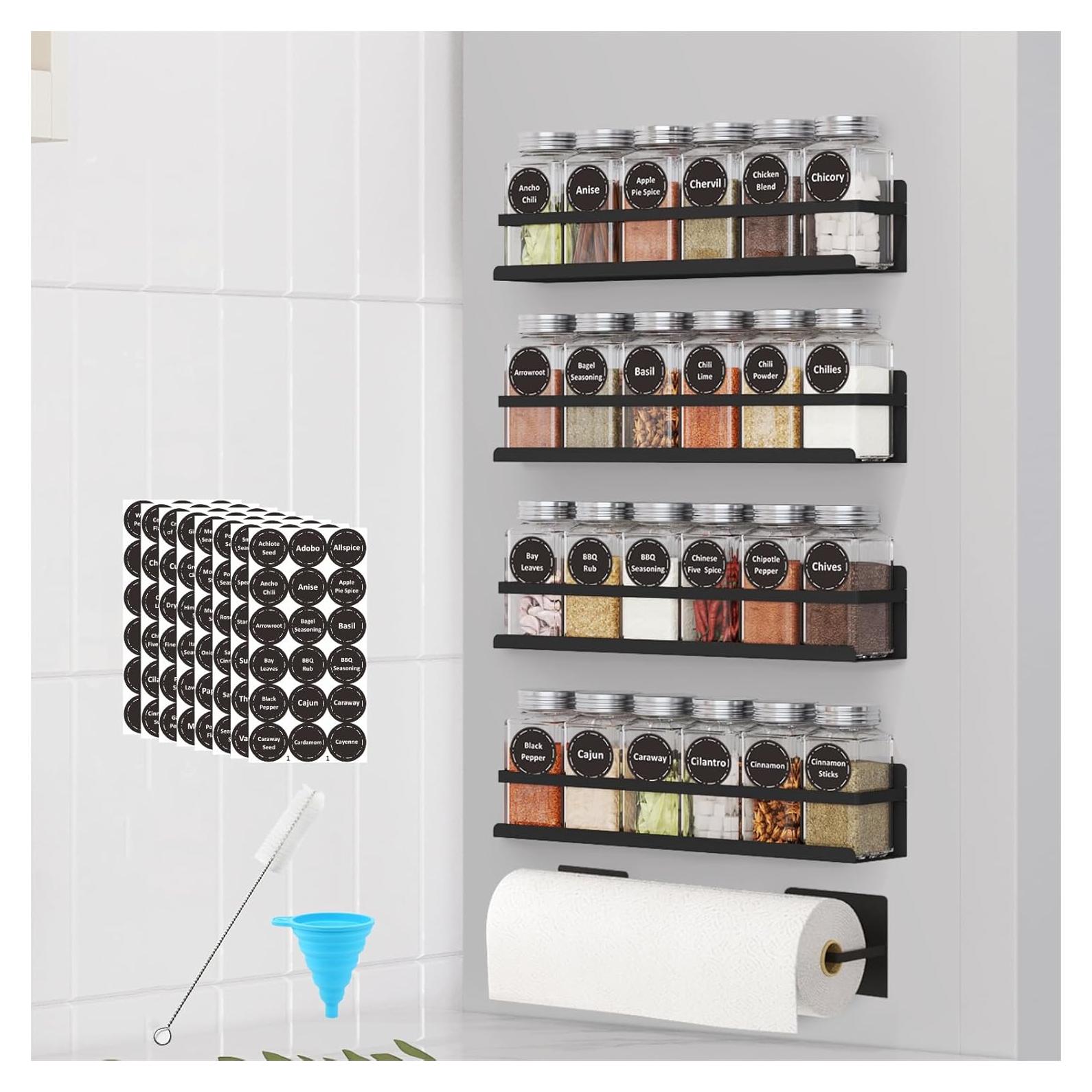 Estante Magnético para Especias Roysili 24 Tarros Vidrio Negro