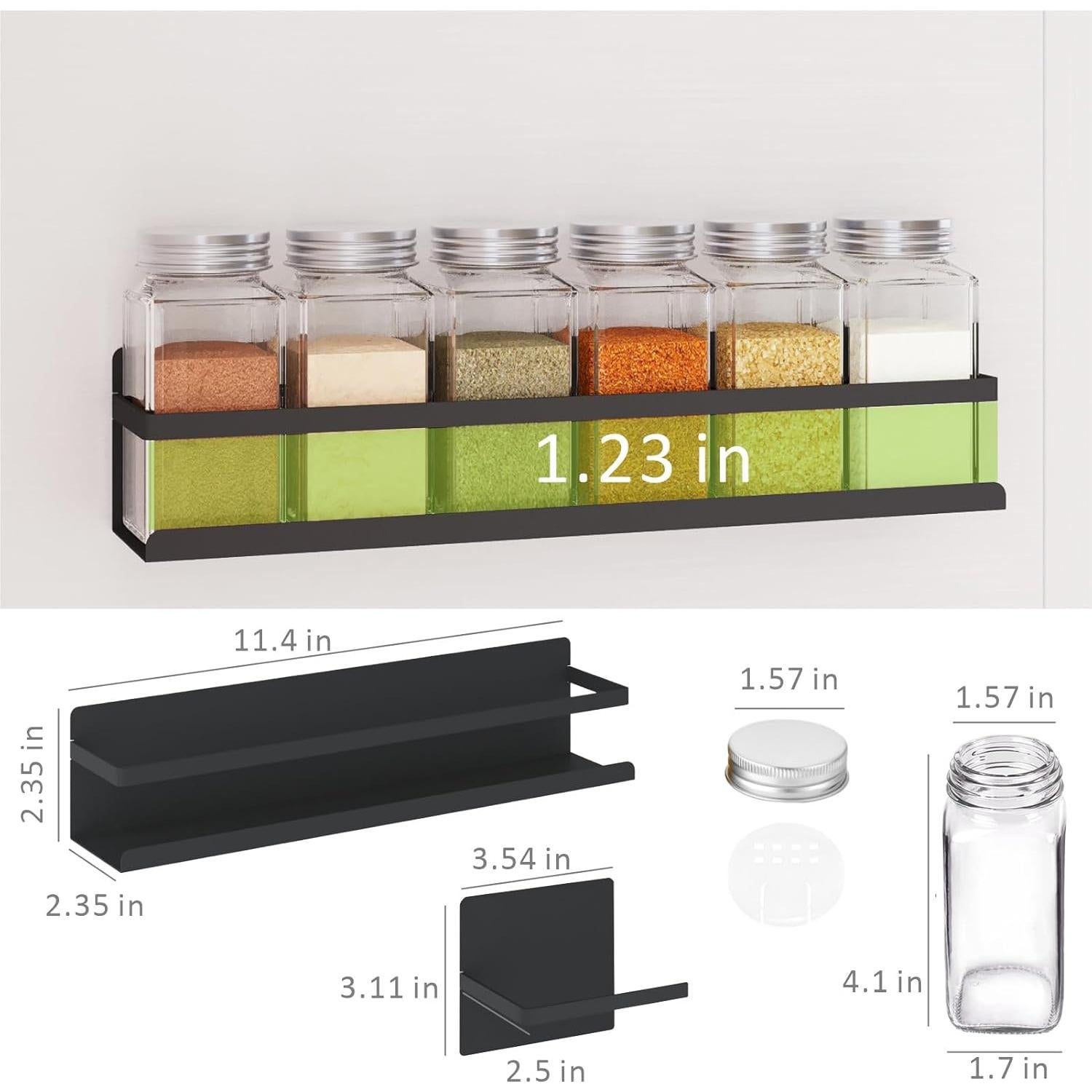 Estante Magnético para Especias Roysili 24 Tarros Vidrio Negro