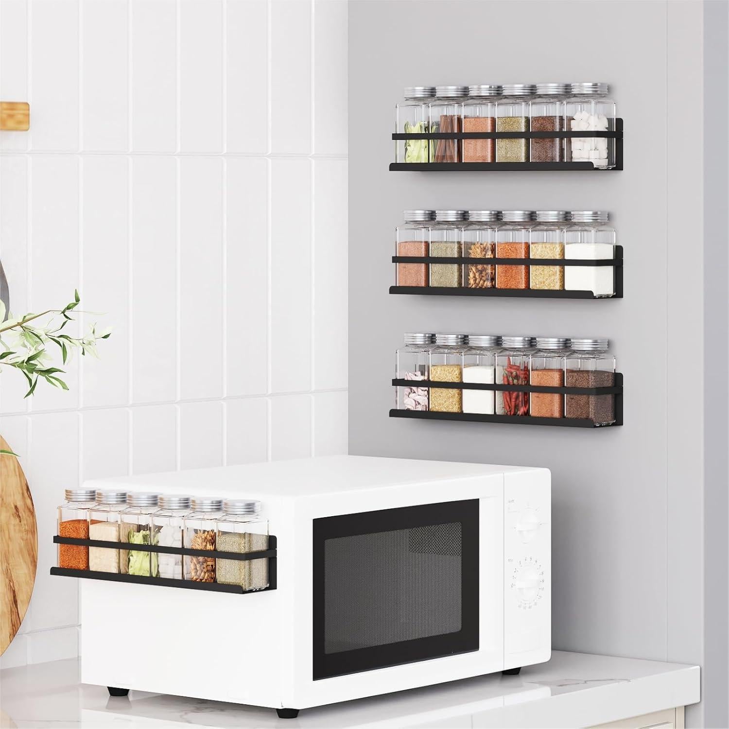Estante Magnético para Especias Roysili 24 Tarros Vidrio Negro