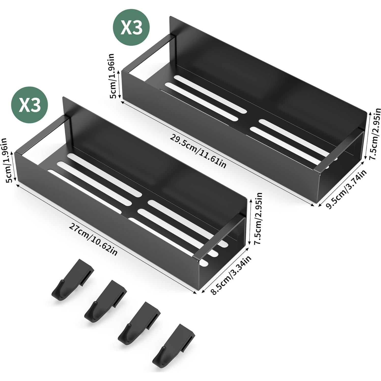 Estante de Especias Magnético Hleelomi 6 Piezas Negro Mate