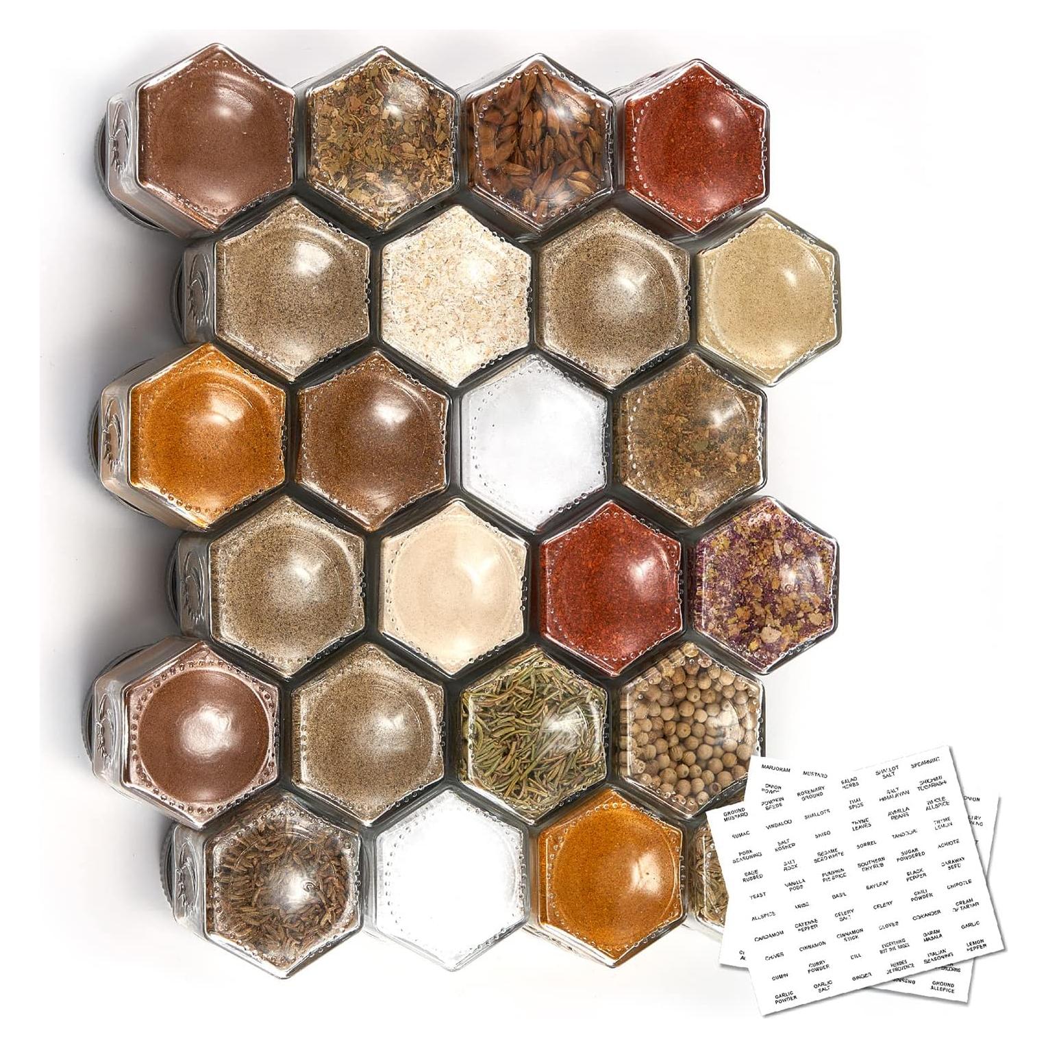 Conjunto de 24 tarros de especias Homazing 2oz hexagonales