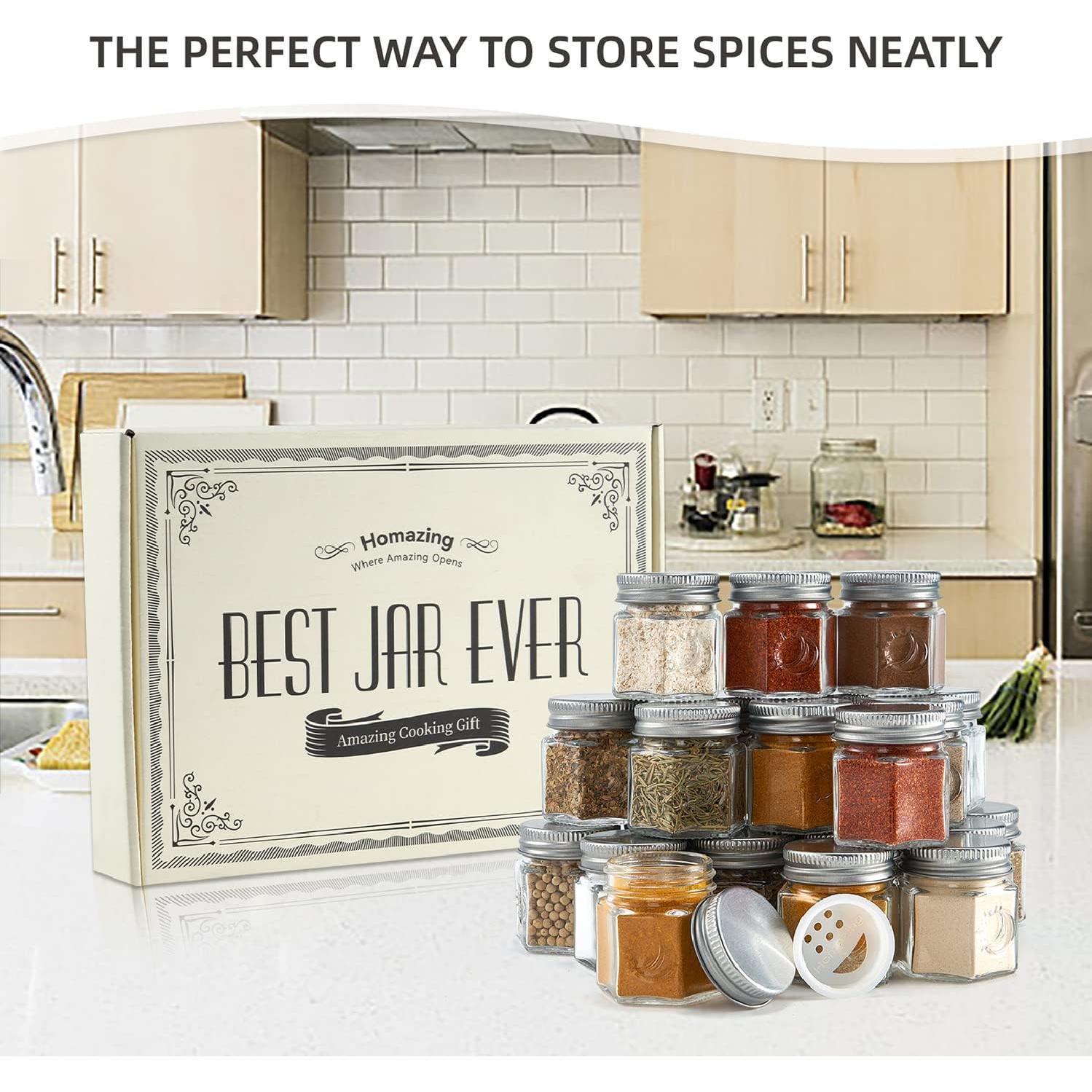 Conjunto de 24 tarros de especias Homazing 2oz hexagonales