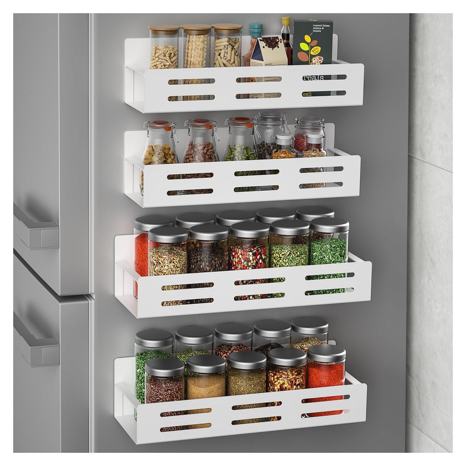 Estante Magnético para Especias MFTEK - 4 Piezas, Metal Blanco