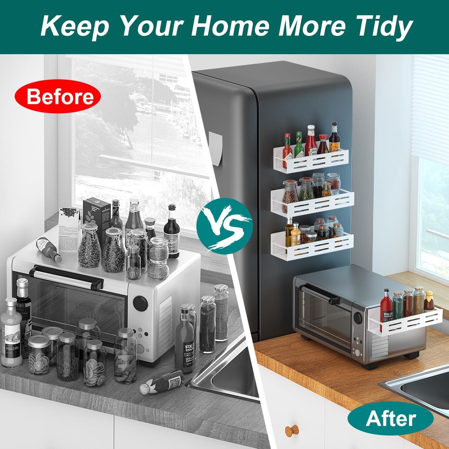 Estante Magnético para Especias MFTEK - 4 Piezas, Metal Blanco