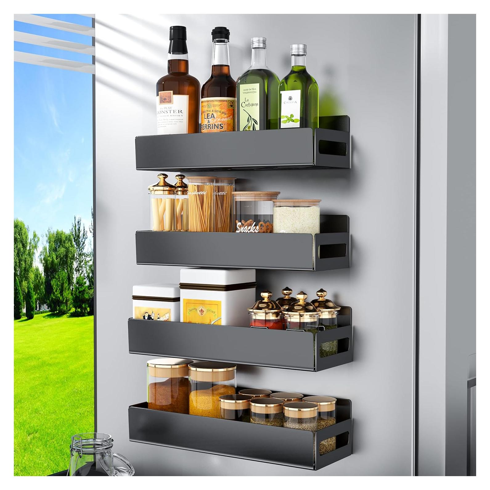 Organizador Magnético de Especias BIETCR - 4 Estantes Negros