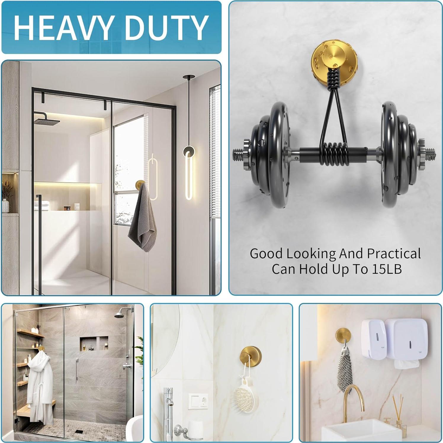 Ganchos de Ventosa Deluwire 2 PCS Oro para Baño y Cocina