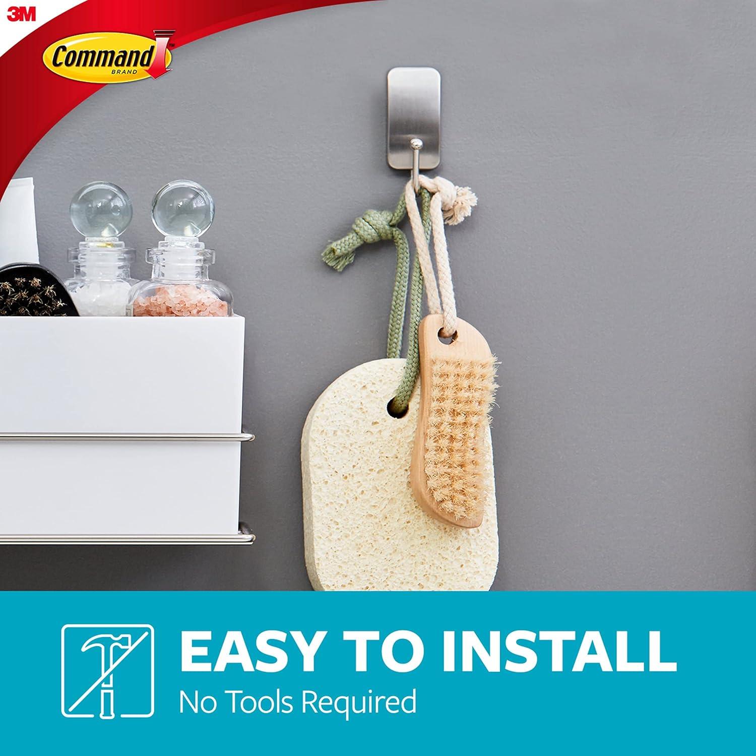 Ganchos de Baño Command BATH33-SN-ES, Niquel Satinado, 4 Piezas