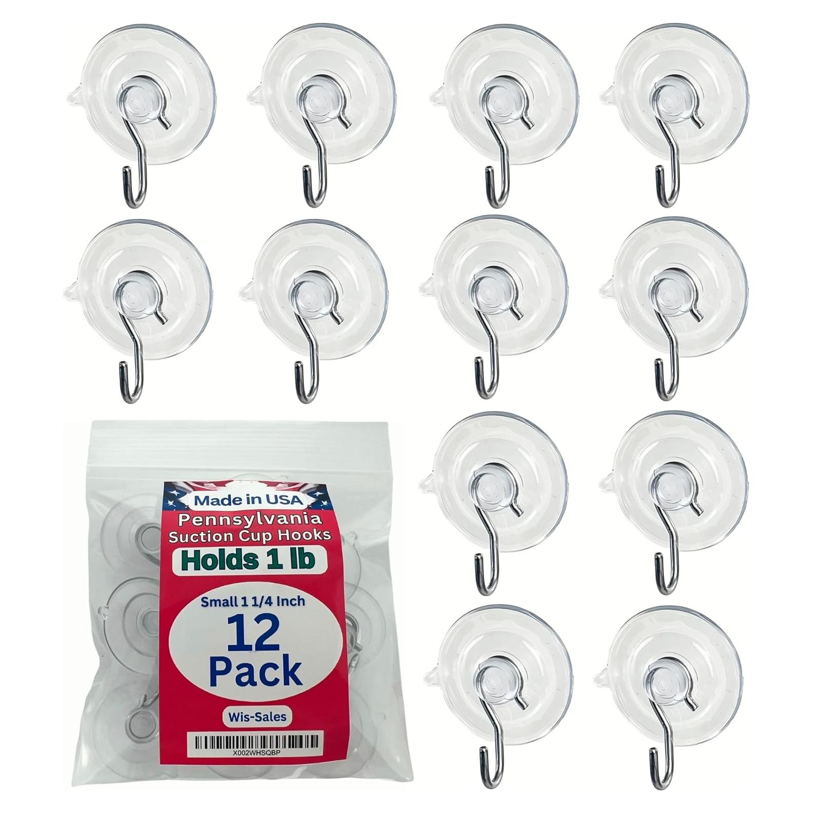 Ganchos de Ventosa Wis-Sales 12 Pack 3.18 cm Soporta 0.45 kg