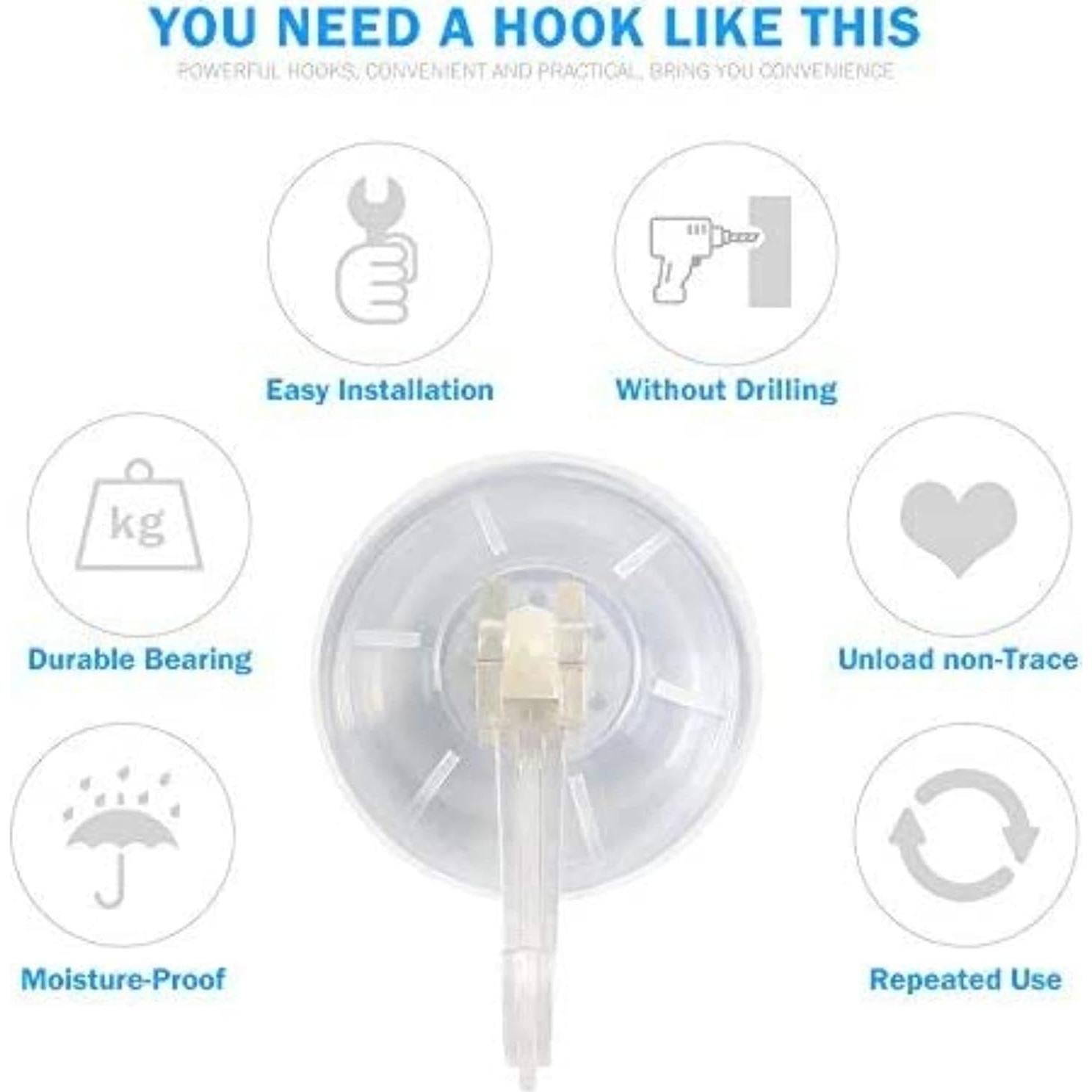 Gancho de Ventosa Transparente oobest 6 Piezas 4kg Resistente