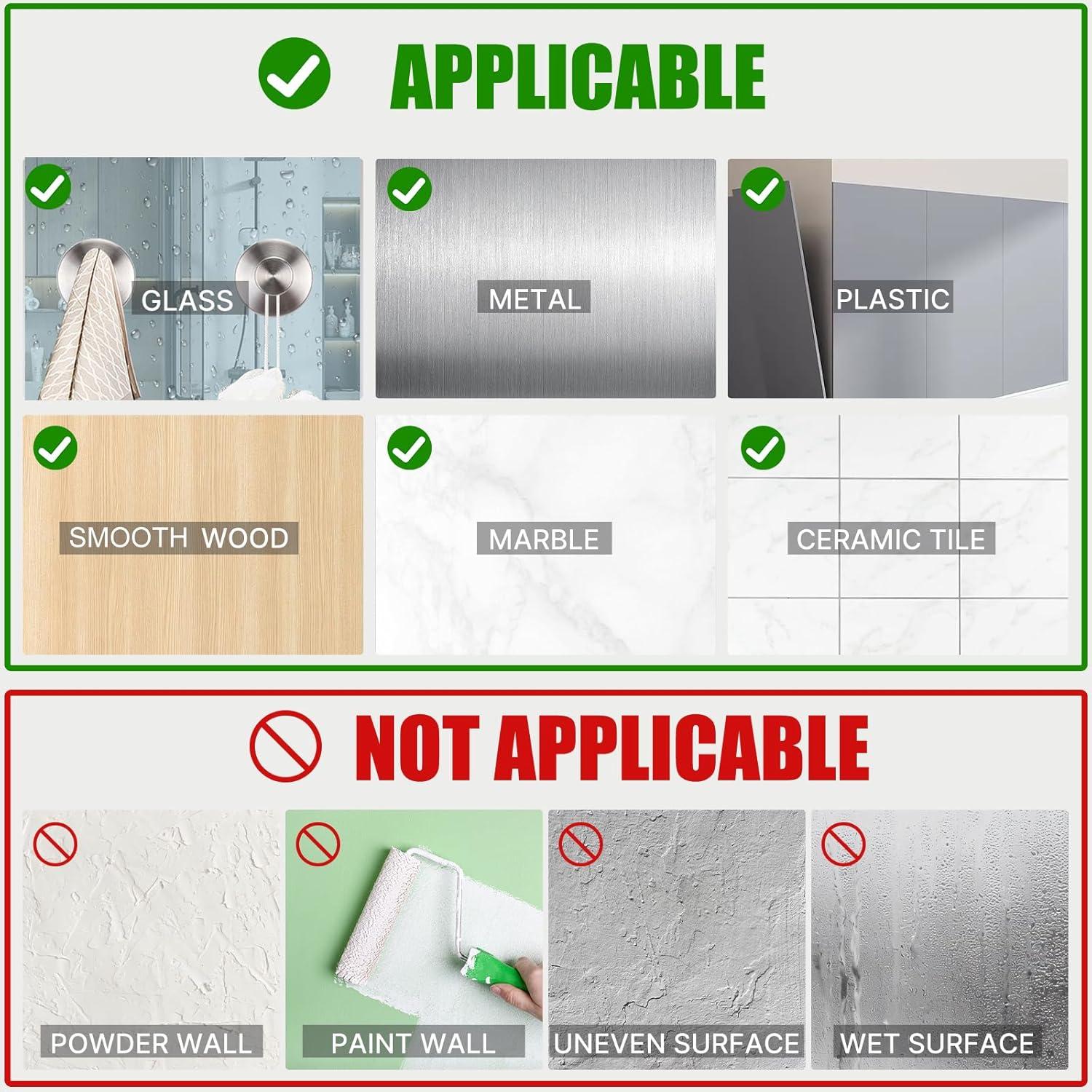 Ganchos de Ventosa Plateados Fasbeu - Juego de 4 para Ducha