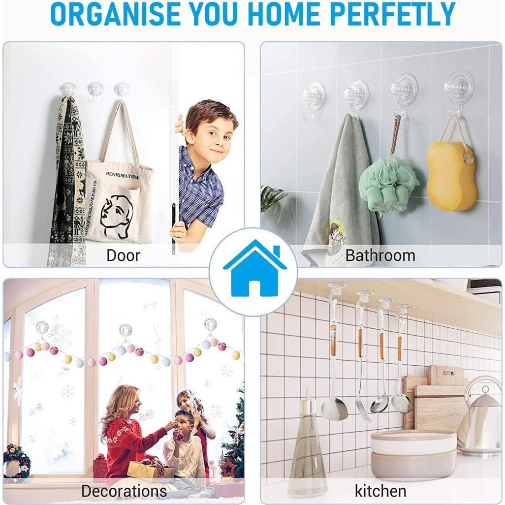 Ganchos de Ventosa Quntis 4 Pack Transparentes Multiusos