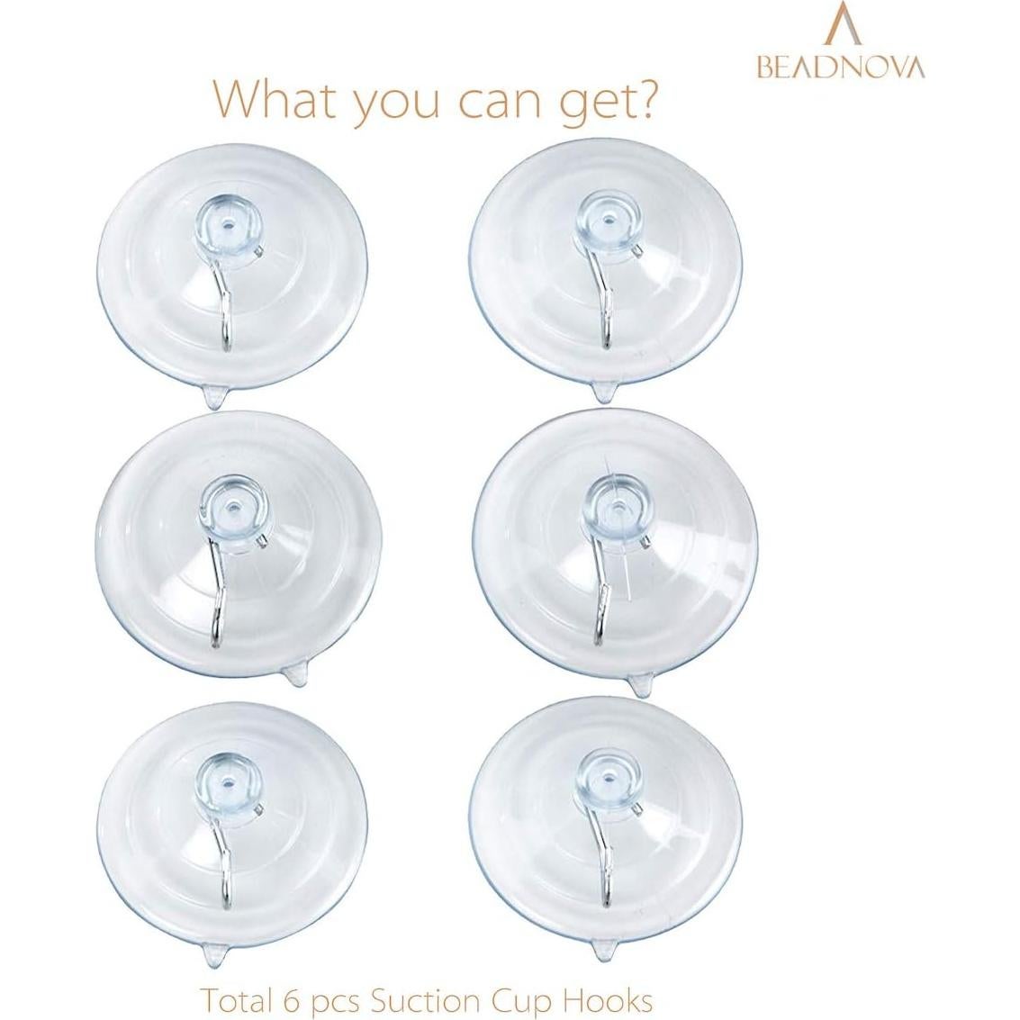 Ganchos de Ventosa BEADNOVA 6.35 cm - Paquete de 6