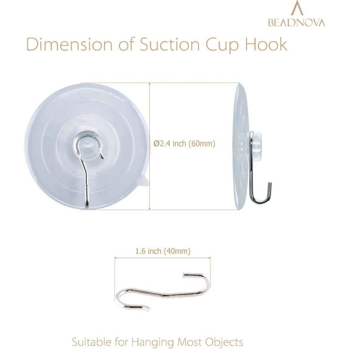 Ganchos de Ventosa BEADNOVA 6.35 cm - Paquete de 6