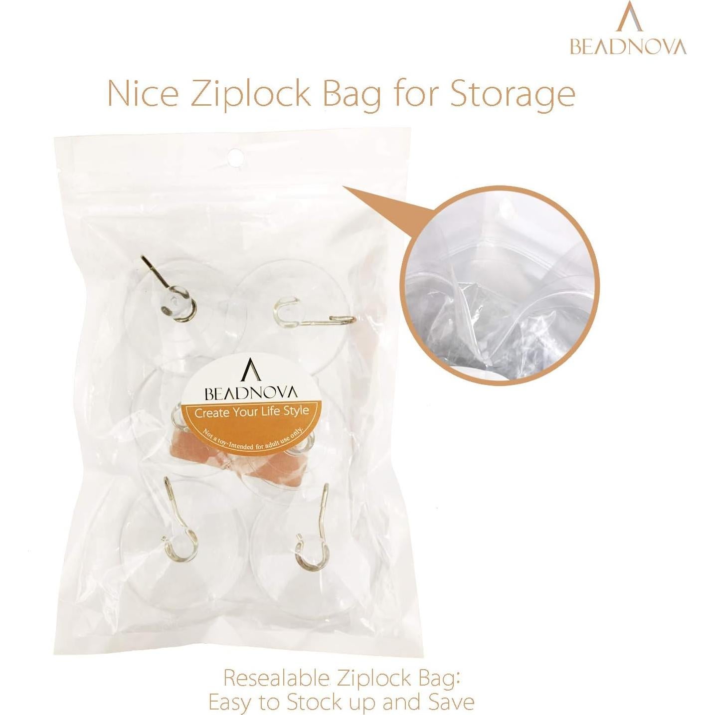 Ganchos de Ventosa BEADNOVA 6.35 cm - Paquete de 6