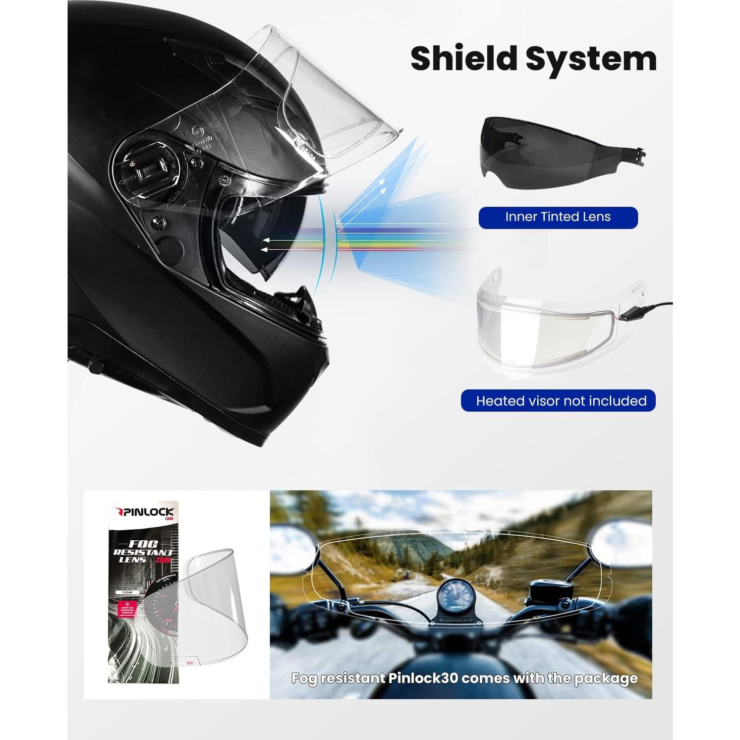 Casco de Moto ILM 129M MIPS Doble Visor Anti Niebla Rojo